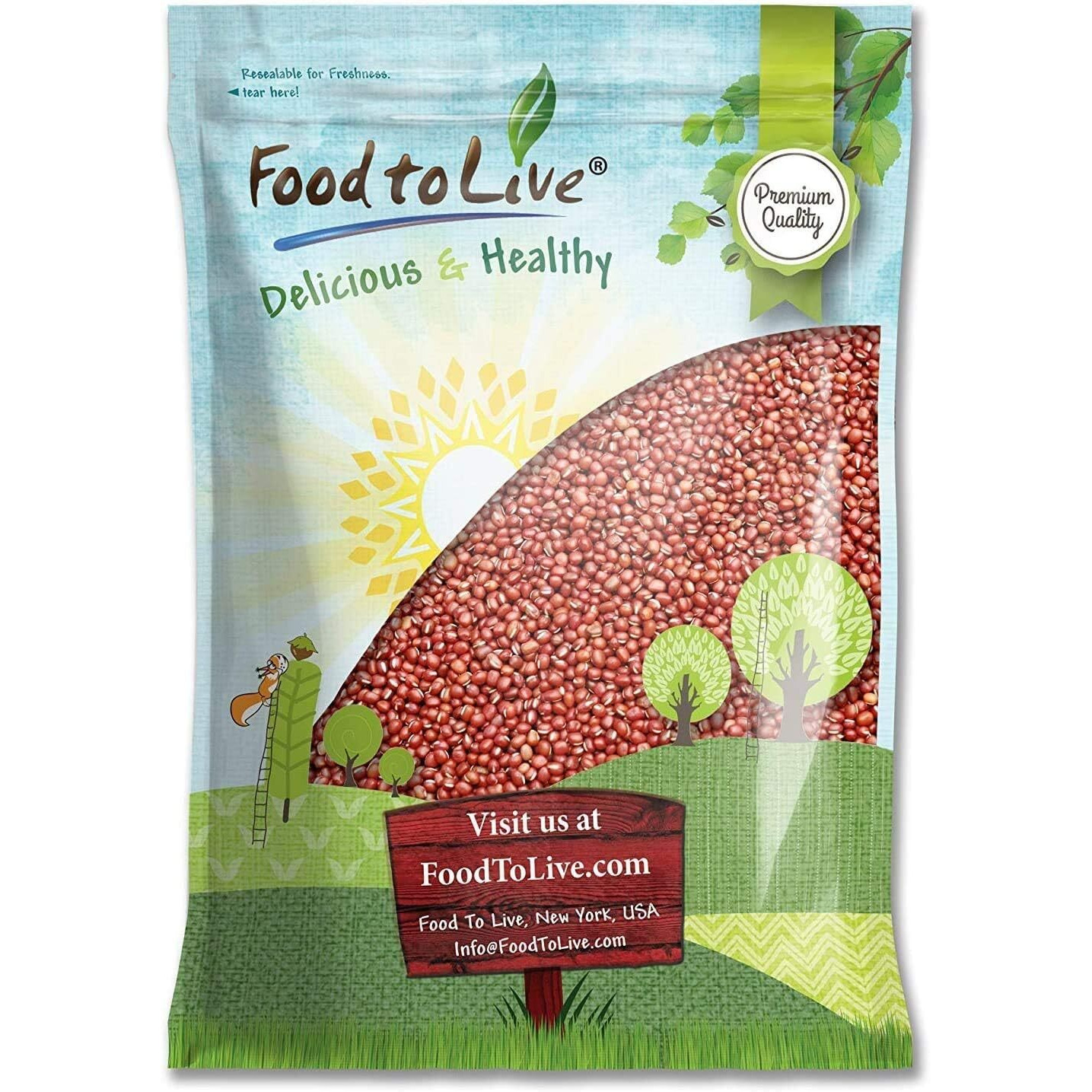 Food To Live - Adzuki Beans, 10 Pounds Whole Dried Azuki Beans (Red Mung Beans), Raw, Vegan, Kosher, Sproutable, Bulk. Perfect For Red Bean Paste, And Asian Dishes.