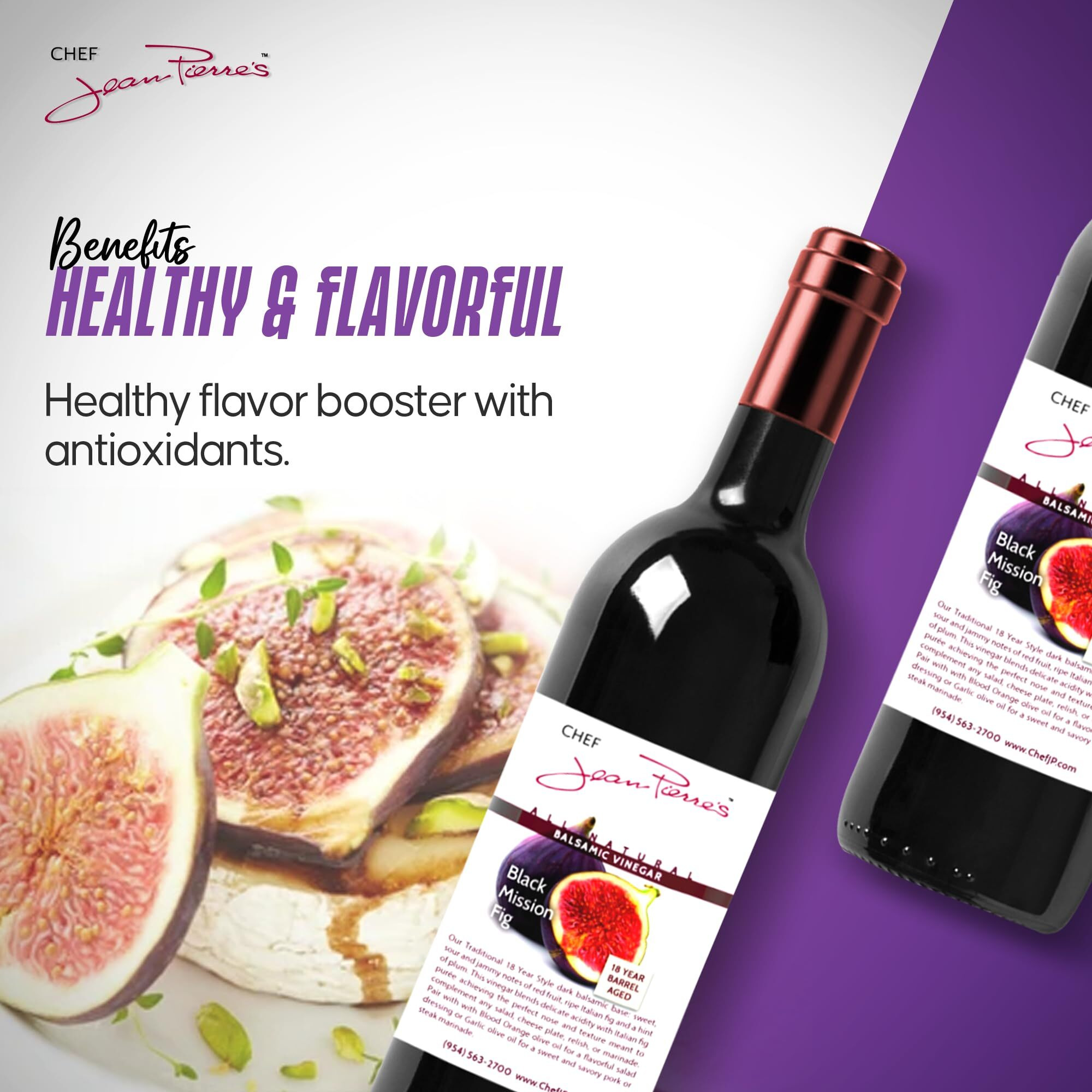 Chef Jean Pierre's Italian Balsamic Vinegar - 200Ml (7Oz) Rich Black Mission Fig Flavor, 18-Years Traditional Barrel Aged - Ideal For Enhancing Your Meals