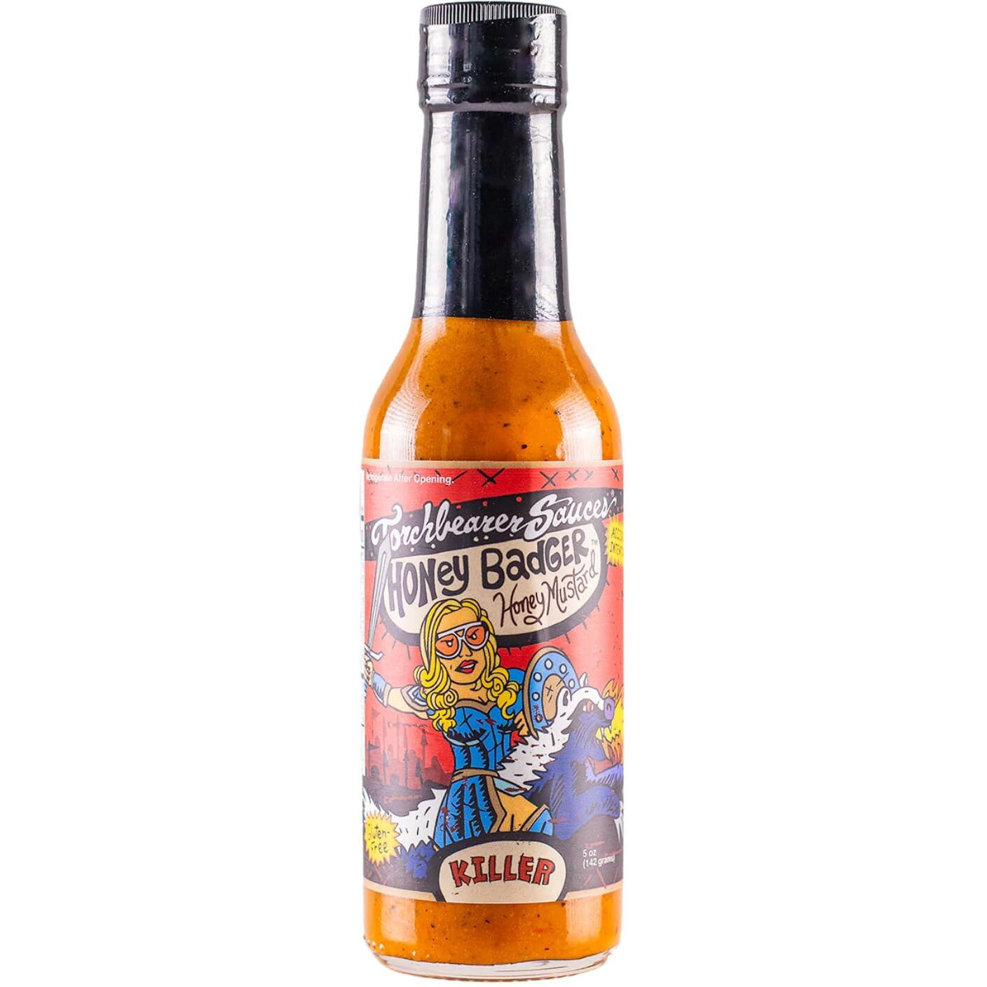 Honey Badger Sauce By Torchbearer Sauces, Spicy Hot Sauce With Flavors Of Scorpion Pepper, Carolina Reaper Pepper & Mustard Seed, Made With All Natural Ingredients, 5 Fl Oz Bottle (1-Pack)
