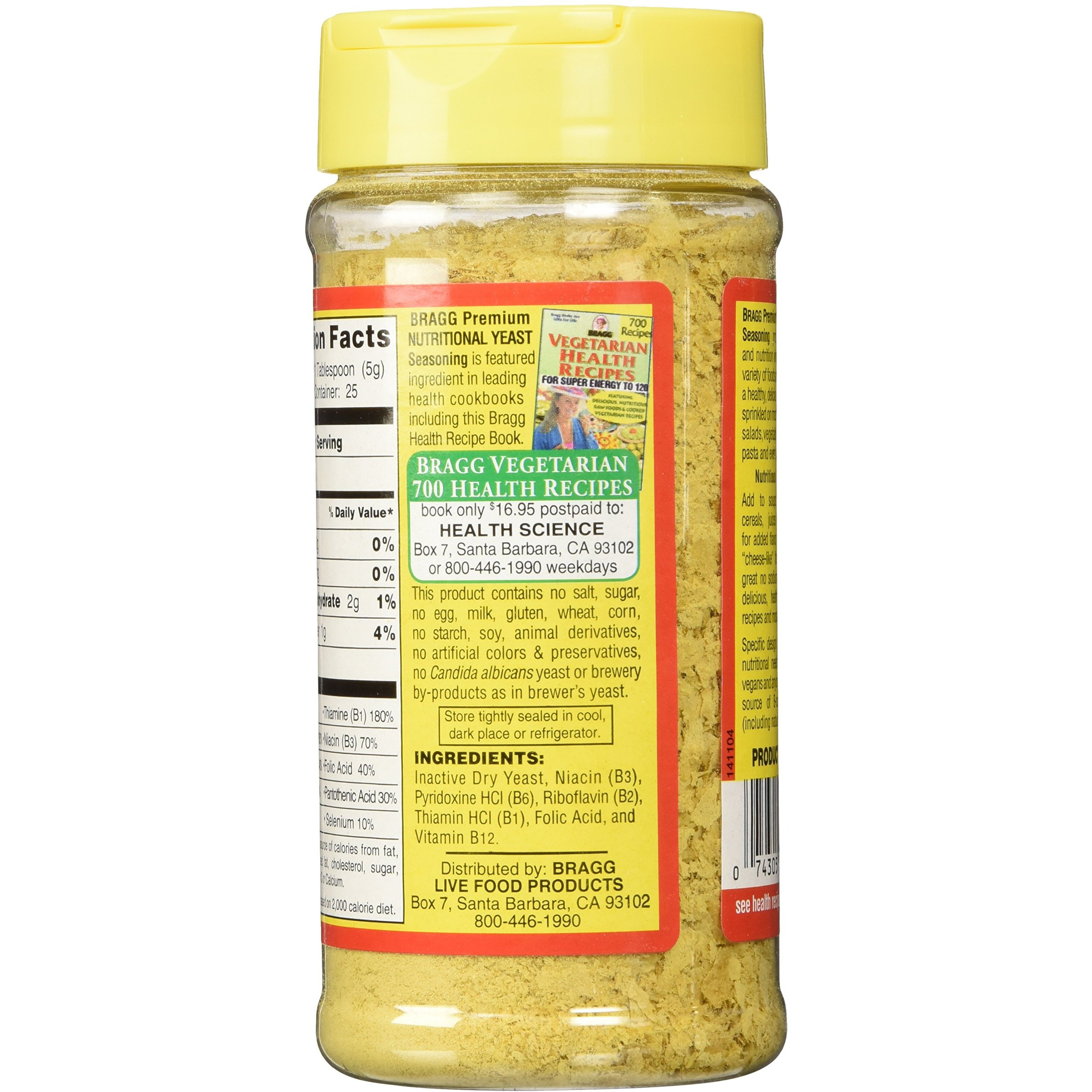 Bragg Nutritional Yeast Seasoning, 4.5 Oz (Pack Of 3)
