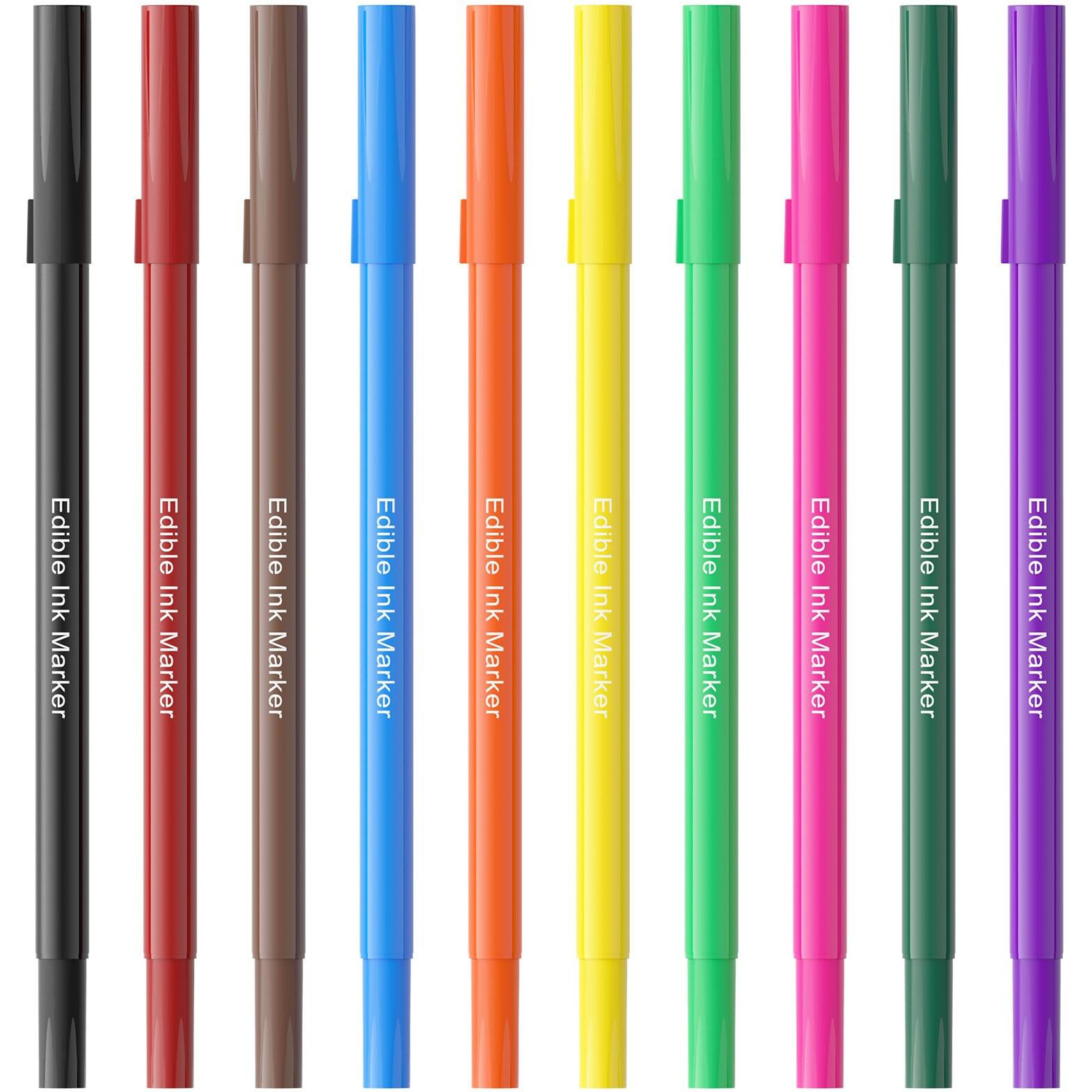 Jewem Edible Markers For Cookie Decorating,10Pcs Ultra Fine Tip(0.5Mm) Food Coloring Pens, Upgrade Double Side Food Grade Pens For Decorating Fondant Cakes, Easter Eggs, Frosting, Macaron