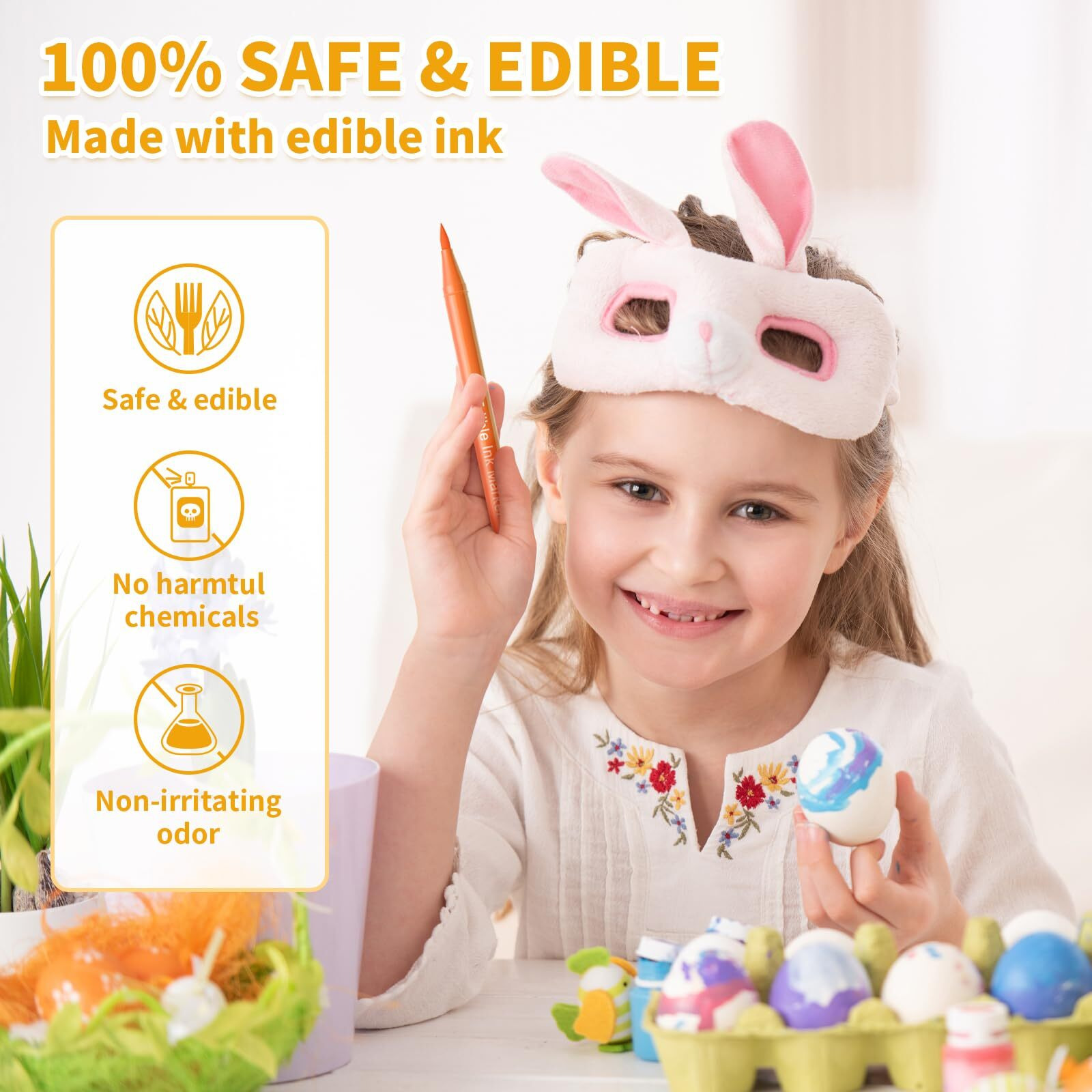Jewem Edible Markers For Cookie Decorating,10Pcs Ultra Fine Tip(0.5Mm) Food Coloring Pens, Upgrade Double Side Food Grade Pens For Decorating Fondant Cakes, Easter Eggs, Frosting, Macaron