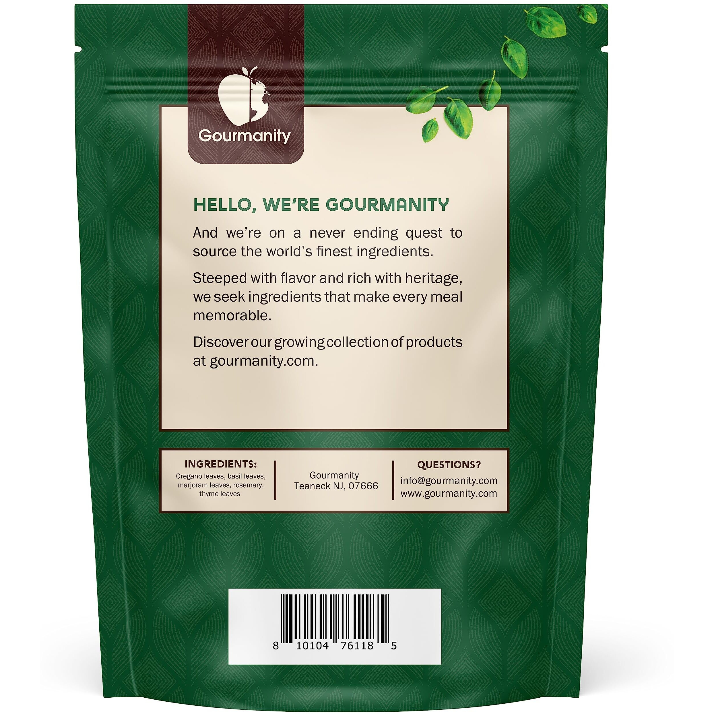 Gourmanity Italian Seasoning, The Perfect Blend Of Oregano, Basil, Marjoram, Rosemary And Thyme Herbs, Salt-Free, Use On Spaghetti, Pizza, Salad, Pasta, Non-Gmo, 1Lb [16Oz] Bag