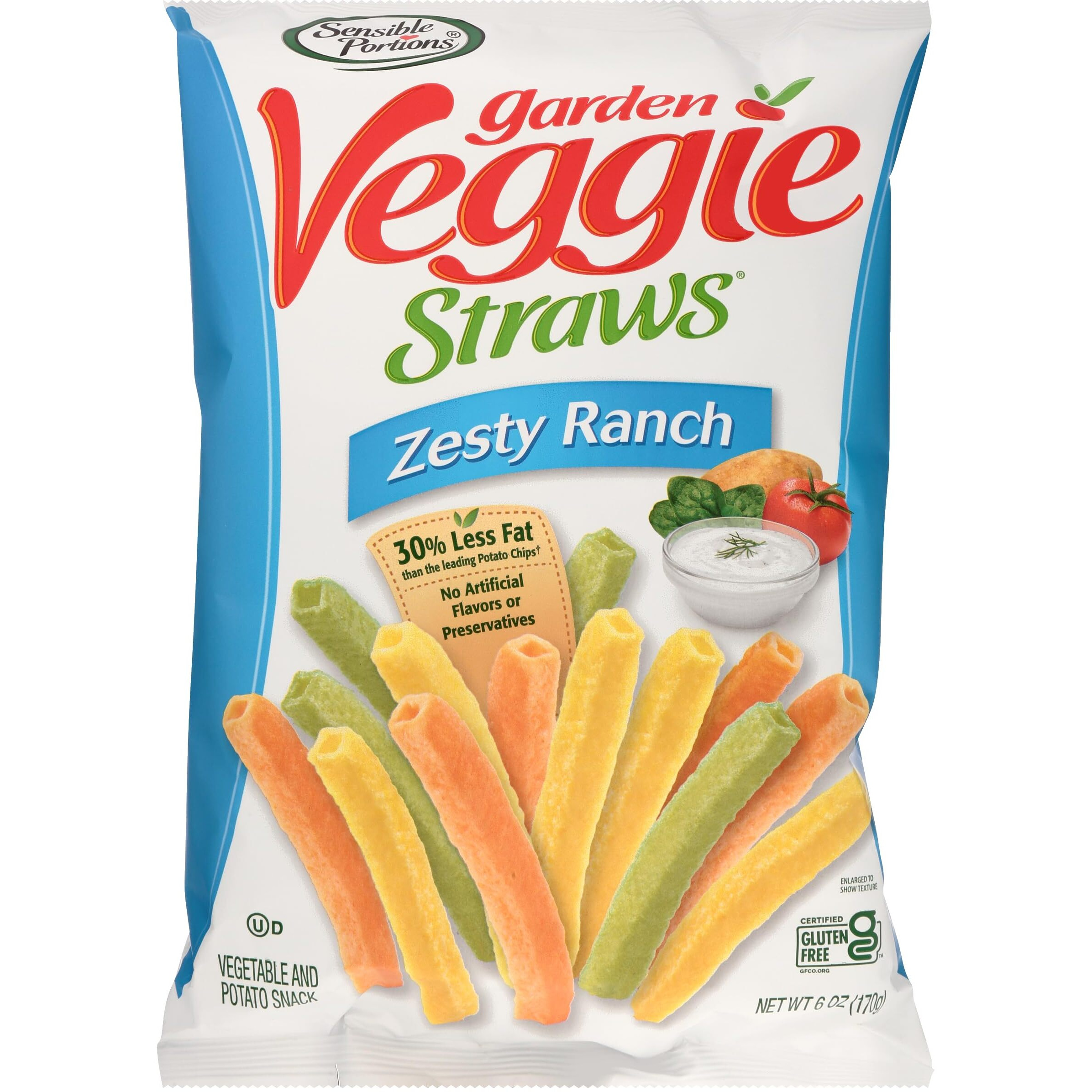 Sensible Portions Garden Veggie Straws, Zesty Ranch, 6 Oz (Pack Of 12)