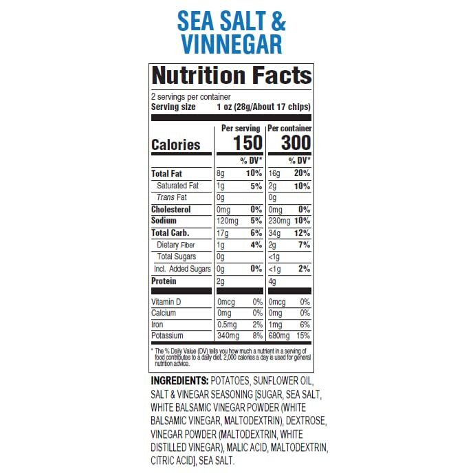 Hal's New York Kettle Cooked Gluten Free Sea Salt & Vinegar Flavored Potato Chip Crisps, 2 Oz (Pack Of 24)