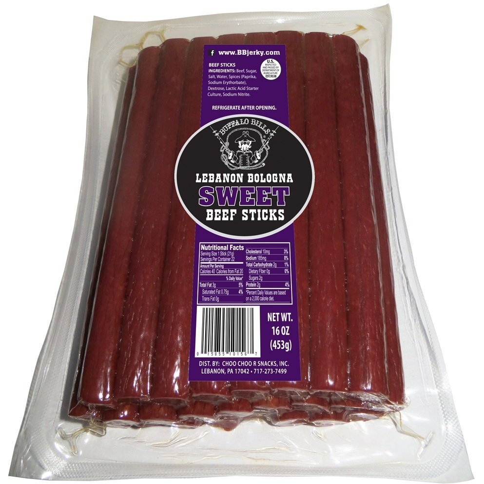 Buffalo Bills 1-Lb Pack Sweet Lebanon Bologna Sticks (Pennsylvania Dutch Sweet Beef Sticks)
