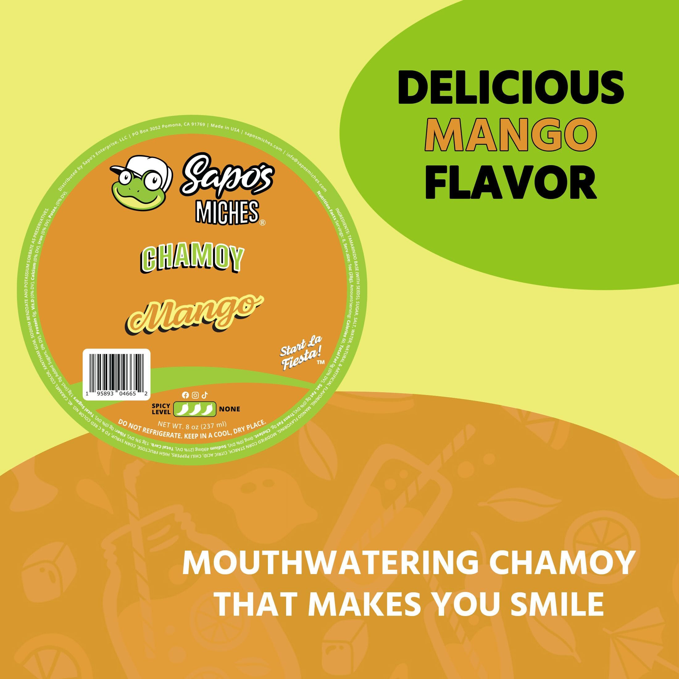 Sapo's Miches Chamoy Rim Rimming Paste Sauce Candy Dip For Drinks, Micheladas, Fruit, 8 Oz (Mango)