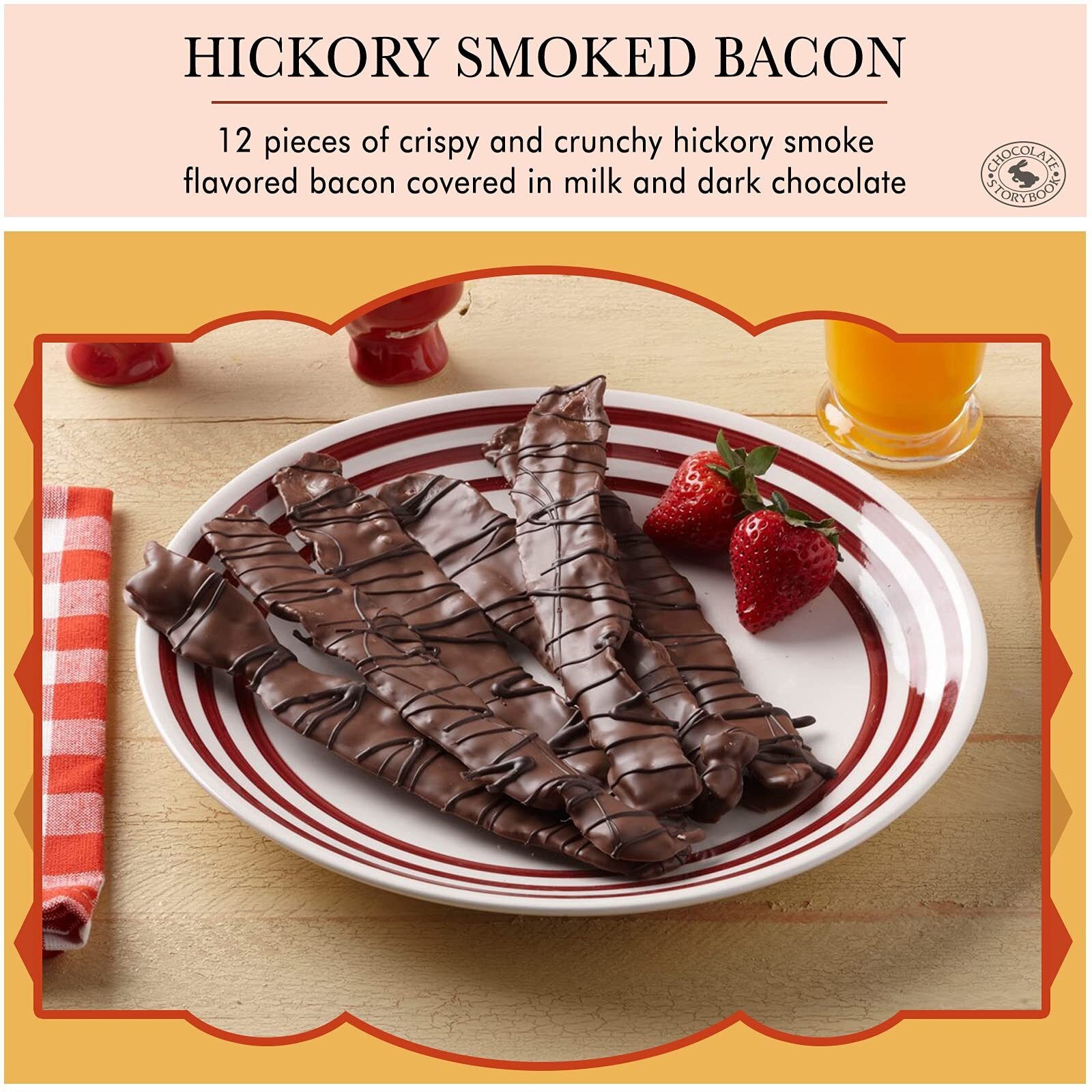 "&quotMuddy Pigs"" Chocolate Covered Bacon Strips - 7 Ounce Box - 12 Hickory Smoked Bacon Strips - Gourmet Artisan Chocolates Made Fresh In Iowa