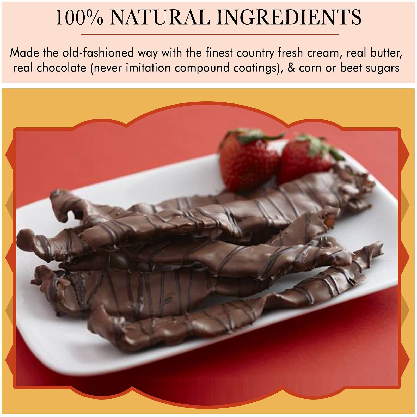 "&quotMuddy Pigs"" Chocolate Covered Bacon Strips - 7 Ounce Box - 12 Hickory Smoked Bacon Strips - Gourmet Artisan Chocolates Made Fresh In Iowa