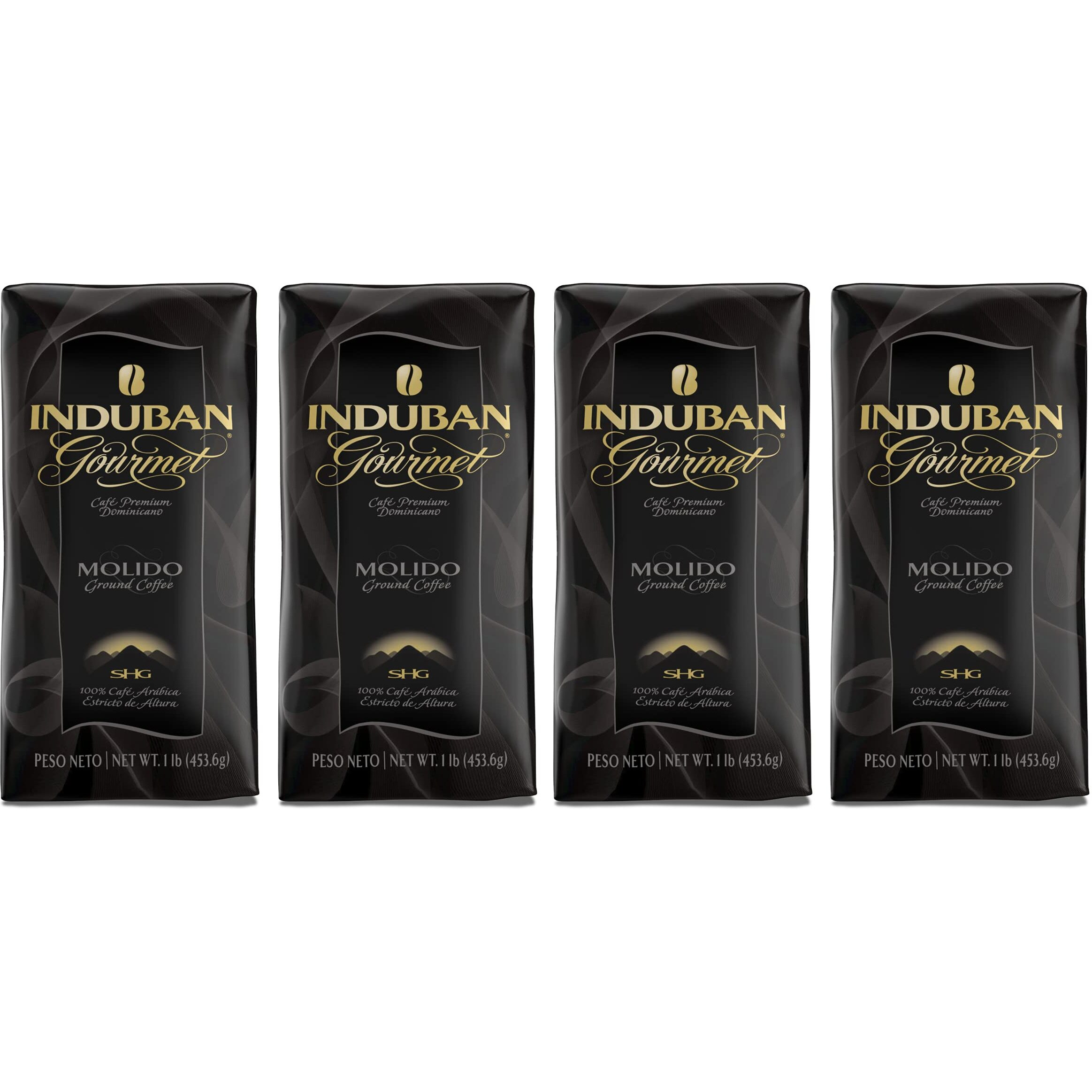 Induban Gourmet, 16 Oz Bag, Ground Coffee, Medium Roast - Premium 100% Arabica Coffee From The Dominican Republic (Pack Of 4)