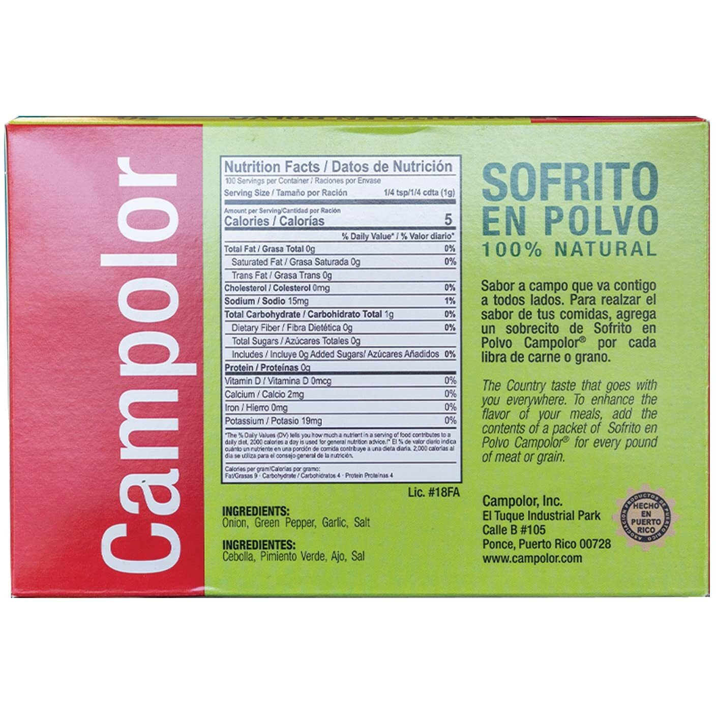 Sofrito En Polvo Campolor Puerto Rico (1 Pack - 20 Sobresitos)