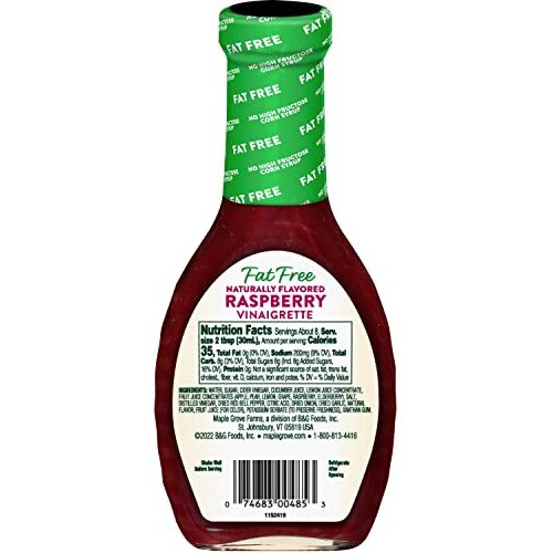 Maple Grove Farms Fat Free Salad Dressing, Raspberry Vinaigrette, 8 Ounce (Pack Of 12)