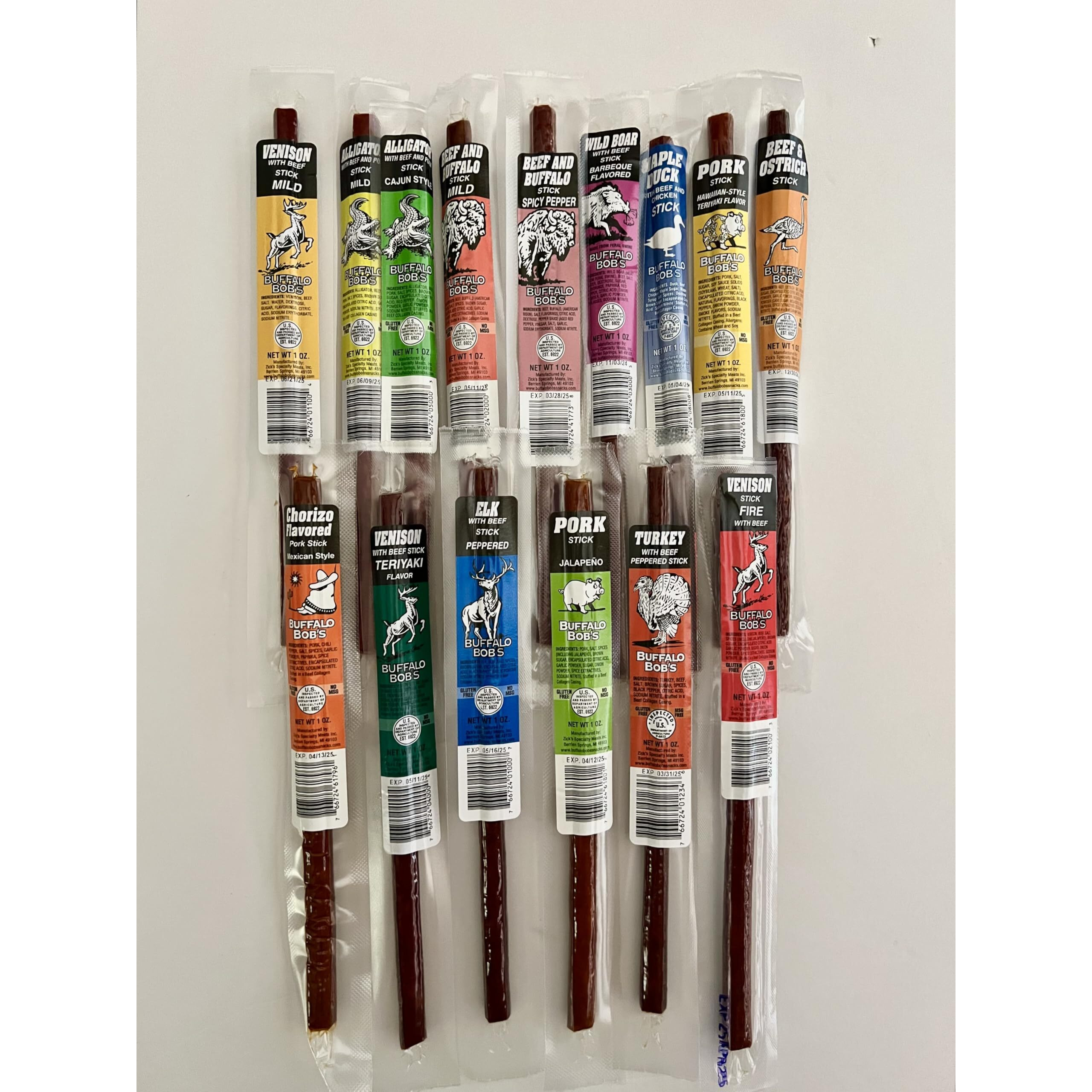 Jerky Dynasty Buffalo Bob's Mixed Jerky Variety Pack - 15-Piece Assortment Of Exotic Meats Including Wild Boar, Venison And Aligator - Gourmet Beef Jerky & Beef Sticks With Unique Flavors