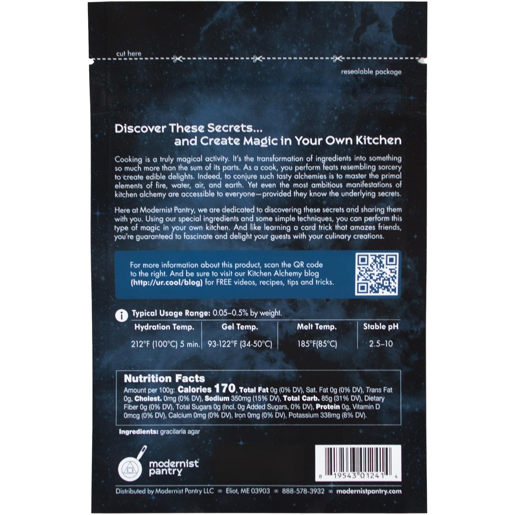 Pure Super Agar Powder - High Gel Strength Gracilaria Algae  Non-Gmo Vegan Ou Kosher Certified - 100G/4Oz