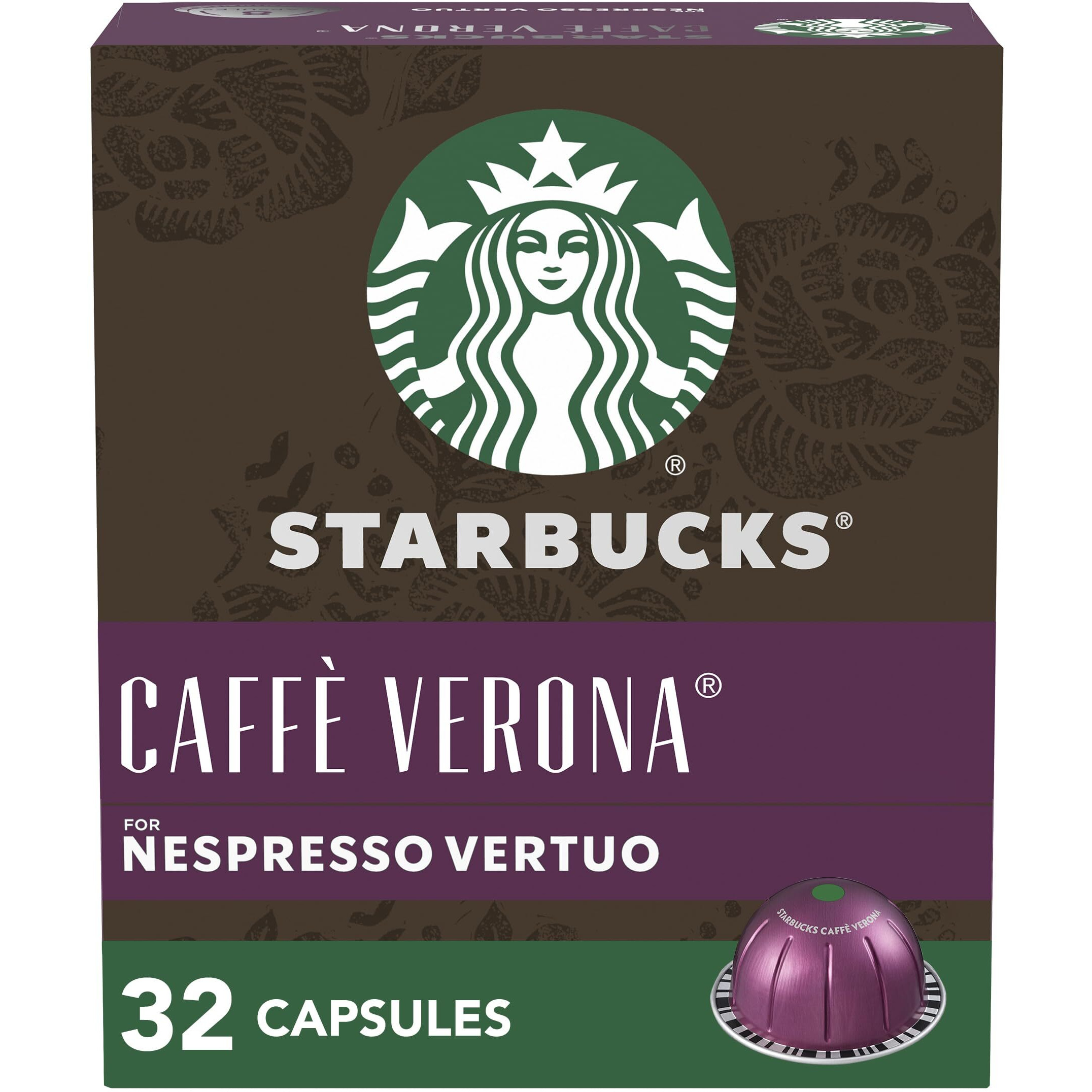 Starbucks By Nespresso Vertuo, Caff Verona Dark Roast Coffee, 32-Count Coffee Pods, Brews 7.8 Oz.