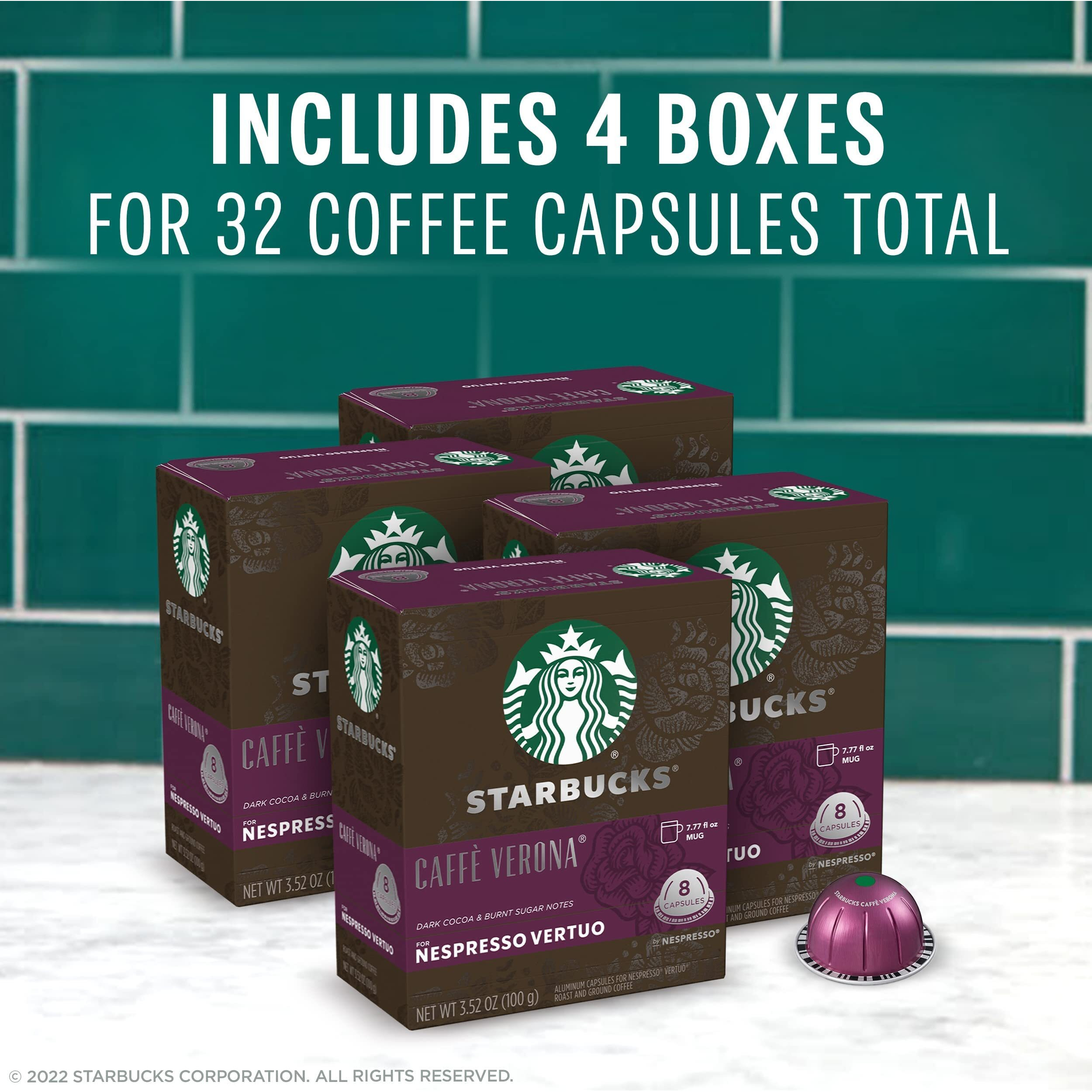 Starbucks By Nespresso Vertuo, Caff Verona Dark Roast Coffee, 32-Count Coffee Pods, Brews 7.8 Oz.
