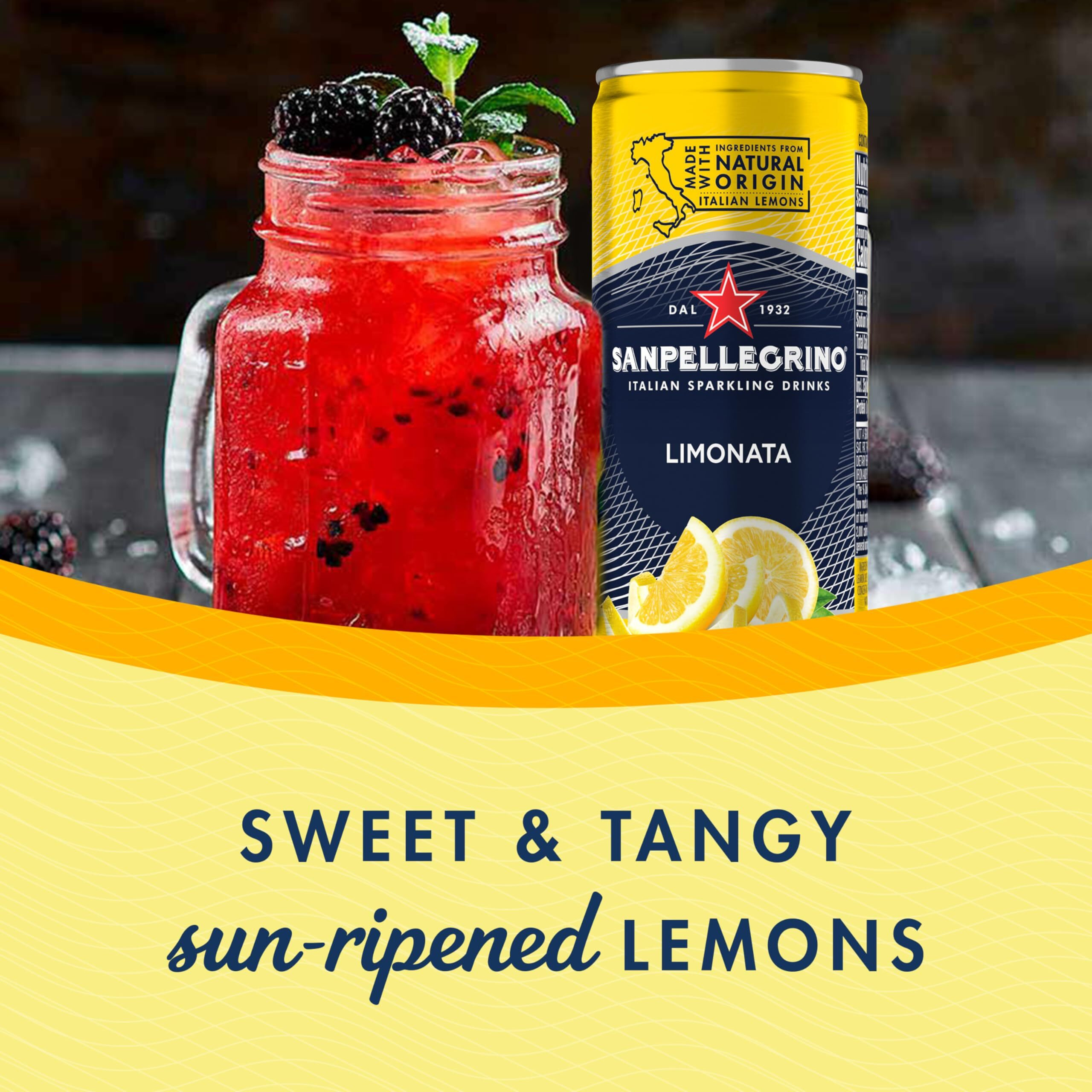 Sanpellegrino Italian Sparkling Drink Limonata, Sparkling Lemon Beverage, 24 Pack Of 11.15 Fl Oz Cans