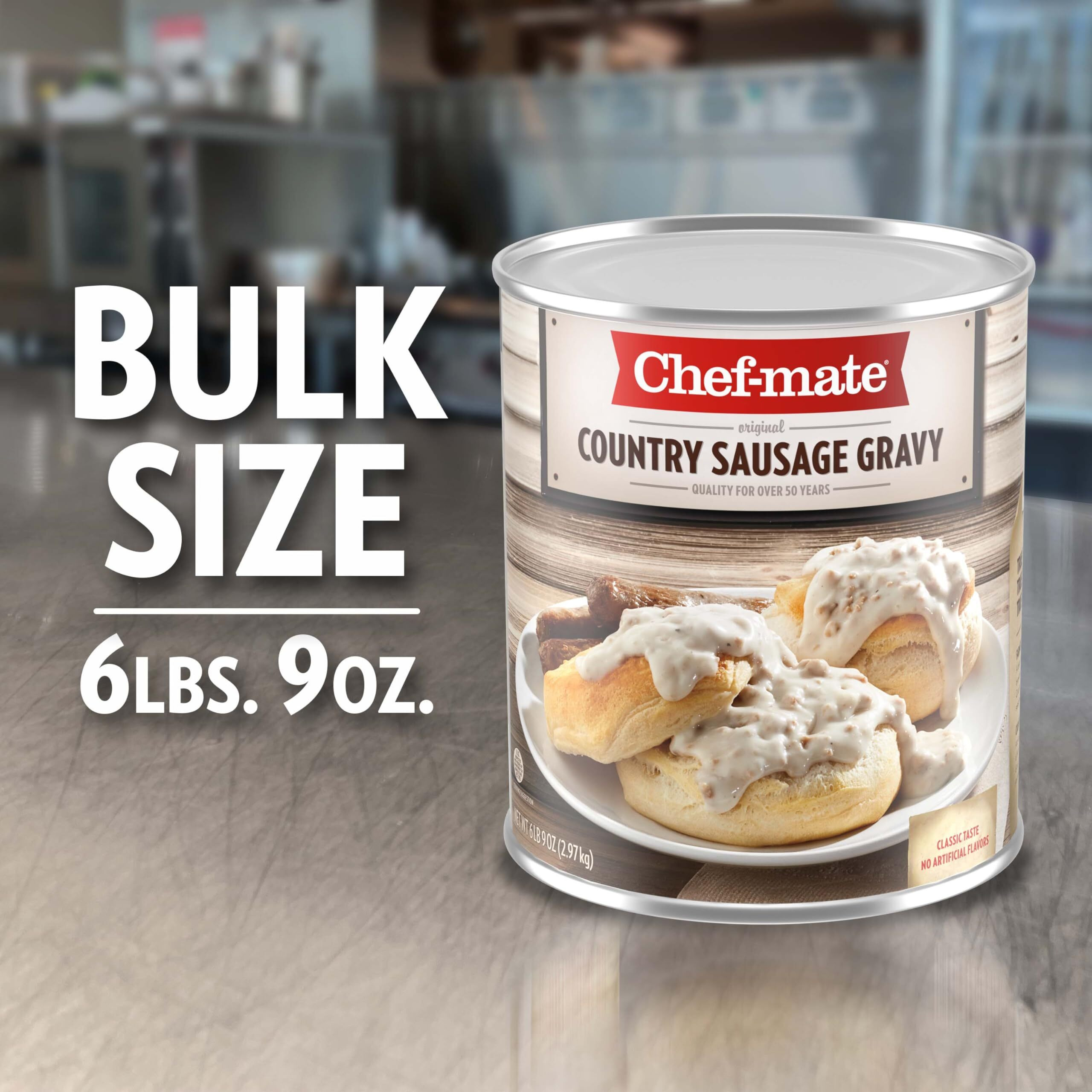 Chef-Mate Country Sausage Gravy, Breakfast Sausage, Biscuits And Gravy, Bulk 10 Can, 6 Lb 9 Oz (Pack Of 6)