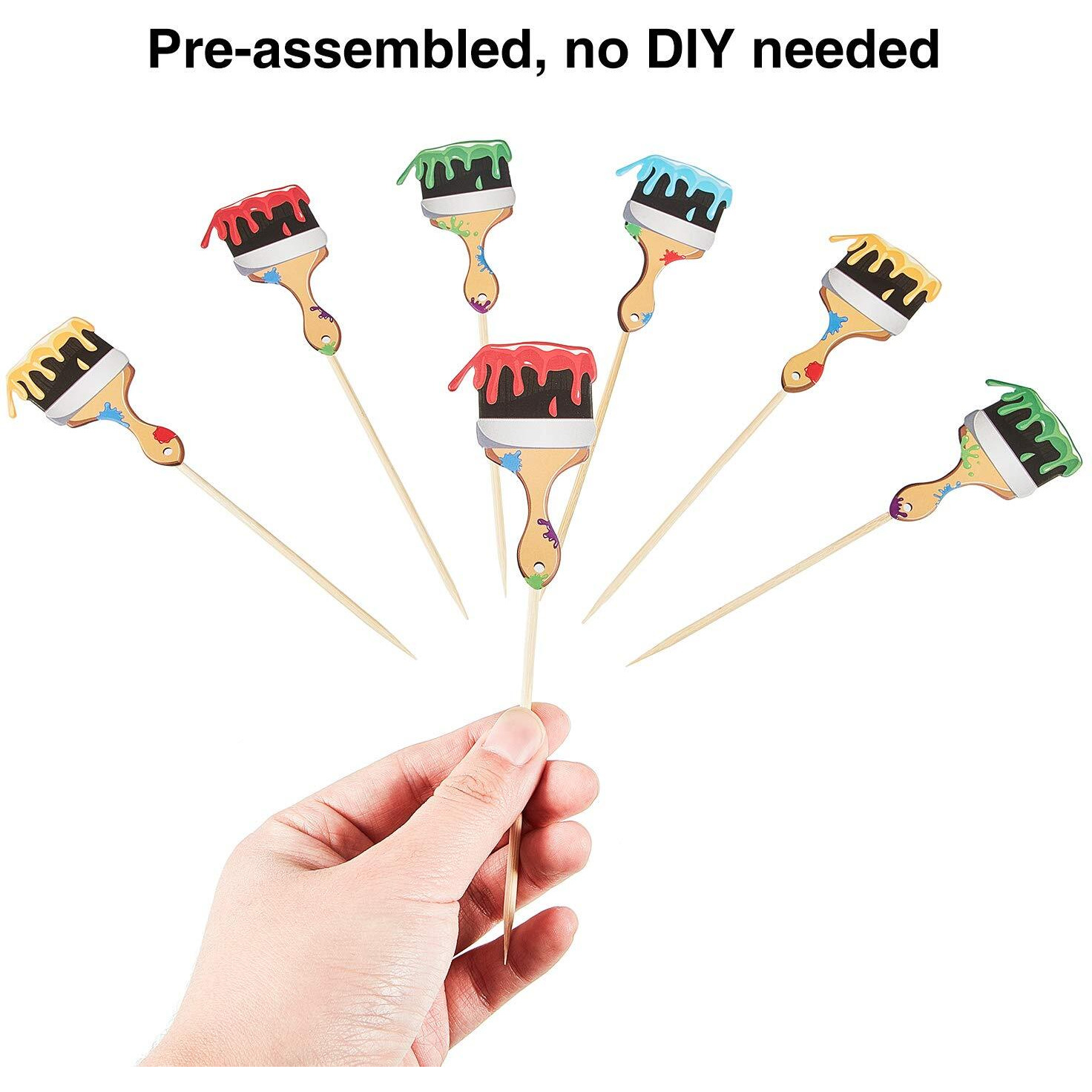 36Pcs Paint Brush Cupcake Toppers Painting Cupcake Picks Toothpicks For Art Theme Cake Decorations Artist Birthday Party Favors Supplies