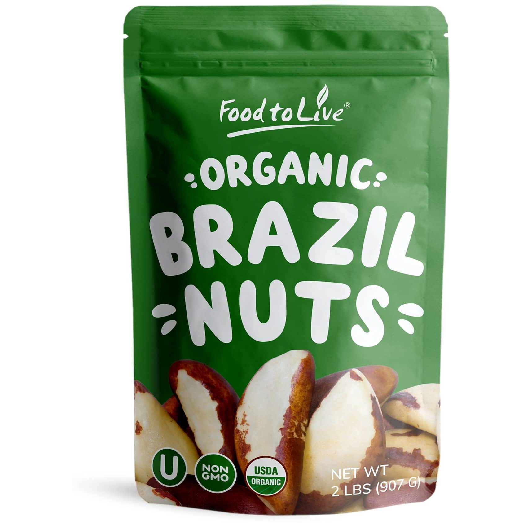 Food To Live - Organic Brazil Nuts, 2 Pounds - Non-Gmo, Raw, Whole, No Shell, Unsalted, Kosher, Vegan, Keto, Paleo Friendly, Bulk, Rich In Selenium