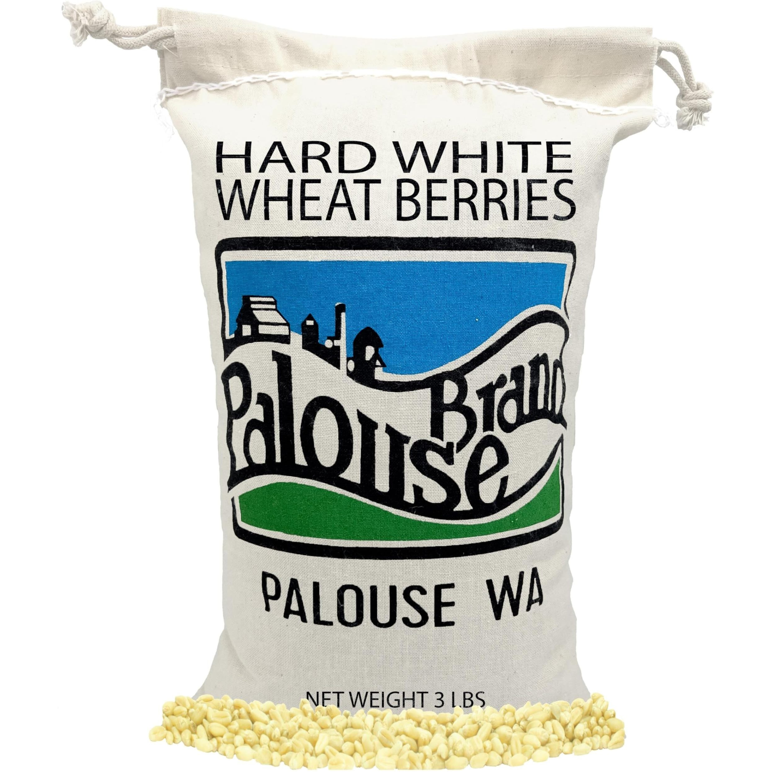 Hard White Wheat Berries | 3 Lbs | Cotton Drawstring Bag | Non-Gmo Project Verified | Kosher | Family Farmed