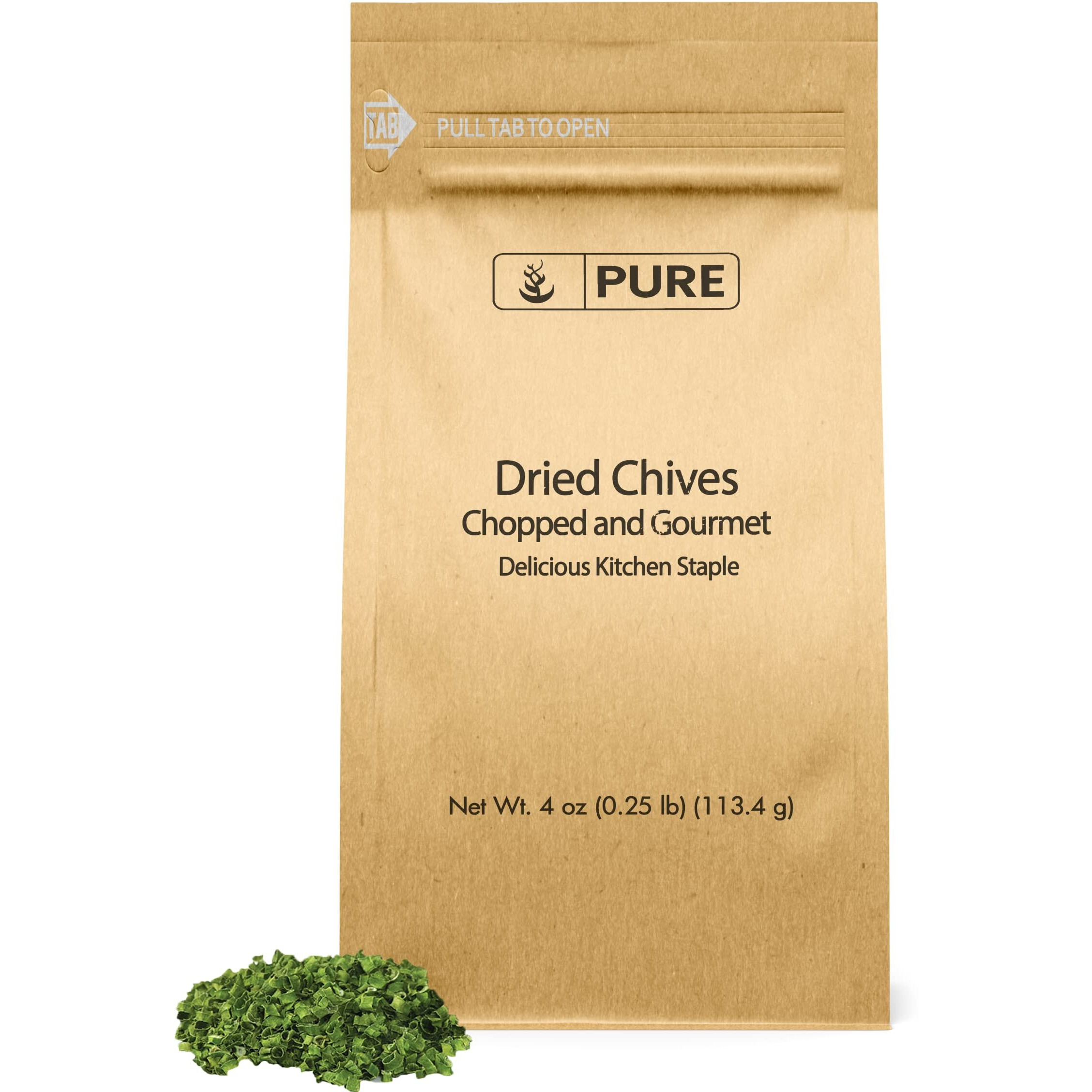 Pure Original Ingredients Dried Chives (4 Oz) Thin & Delicate, Gourmet Chopped Chives, Delicious Kitchen Staple.