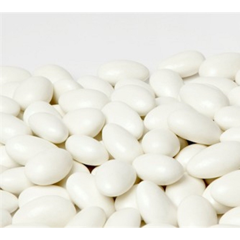 White Jordan Almonds By Its Delish, 3 Lbs Bulk | Sugared Almond Nut With Sweet Hard Candy Coating - Bulk Wedding Favors, Bridal And Baby Showers, Party Buffets - Usa Made, Vegan & Kosher