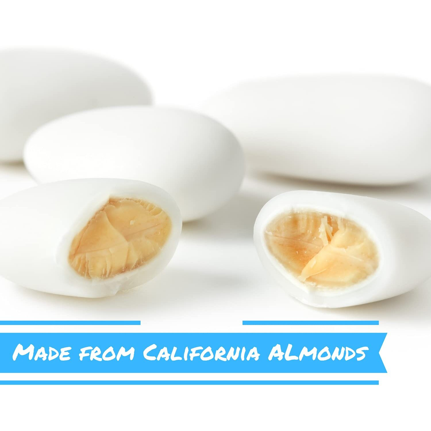 White Jordan Almonds By Its Delish, 3 Lbs Bulk | Sugared Almond Nut With Sweet Hard Candy Coating - Bulk Wedding Favors, Bridal And Baby Showers, Party Buffets - Usa Made, Vegan & Kosher