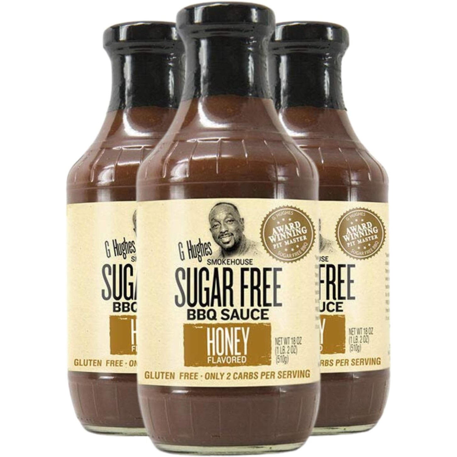 G Hughes Sugar Free, Honey Bbq Sauce - Honey Barbecue Sauce, Sugar Free Bbq Sauce, Keto Honey Bbq Sauce, Gluten Free Honey Barbecue Sauces, Keto Bbq Sauces, Low Carb Barbecue Sauce -18 Oz (3-Pack)