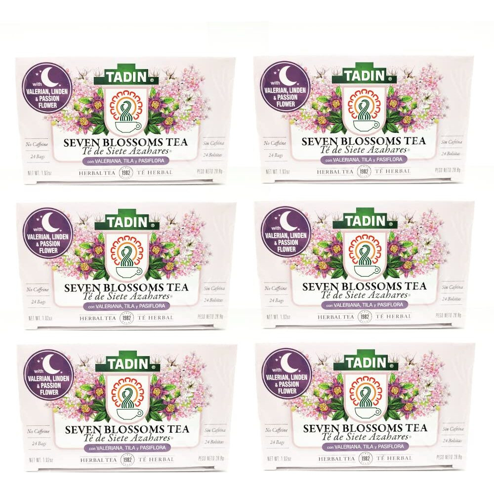 Tadin Seven Blossoms Herbal Tea Blend. Improves Digestion. High In Antioxidants. 24 Bags. 1.01 Oz. Pack Of 6