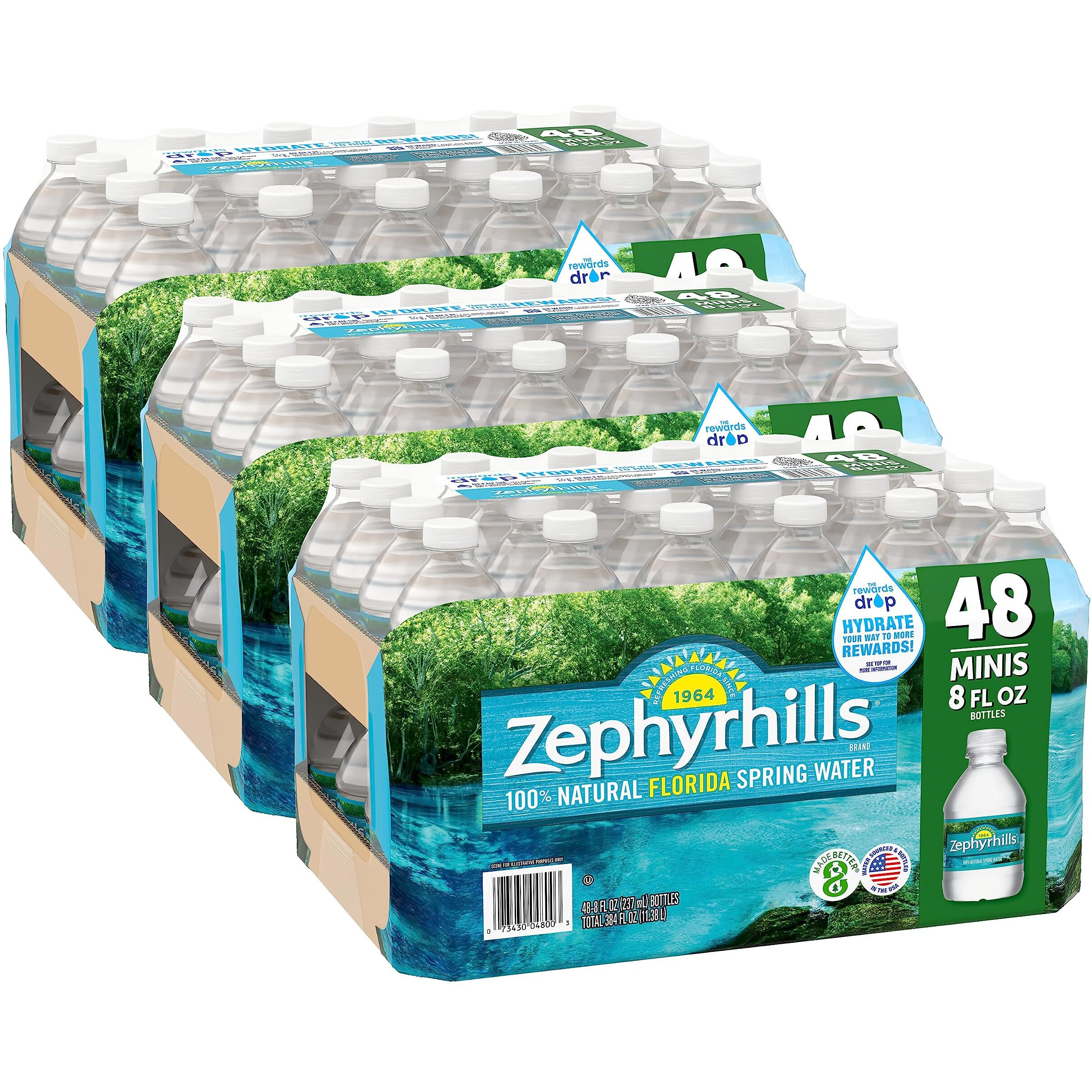Zephyrhills Spring Water Case Bundles (8 Oz. Case Of 48-3 Cases)