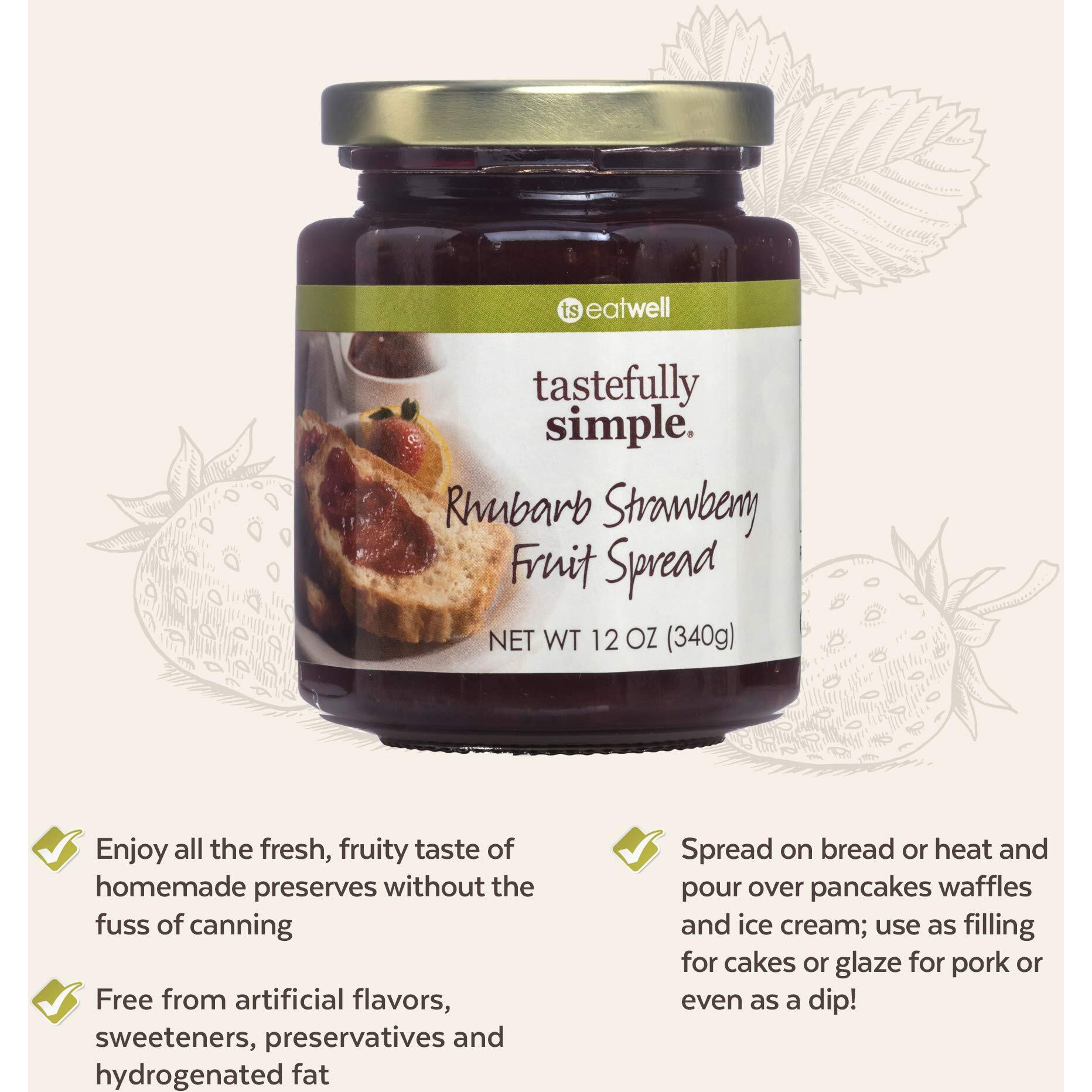 Tastefully Simple Rhubarb Strawberry Fruit Spread, 12 Ounce