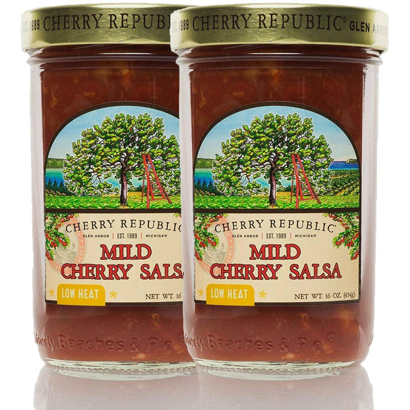 Cherry Republic Mild Cherry Salsa - Chunky Sweet & Low Heat Flavor Sauce (Two X 16 Oz Jars)