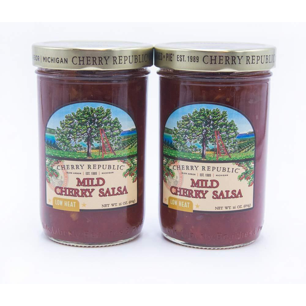 Cherry Republic Mild Cherry Salsa - Chunky Sweet & Low Heat Flavor Sauce (Two X 16 Oz Jars)