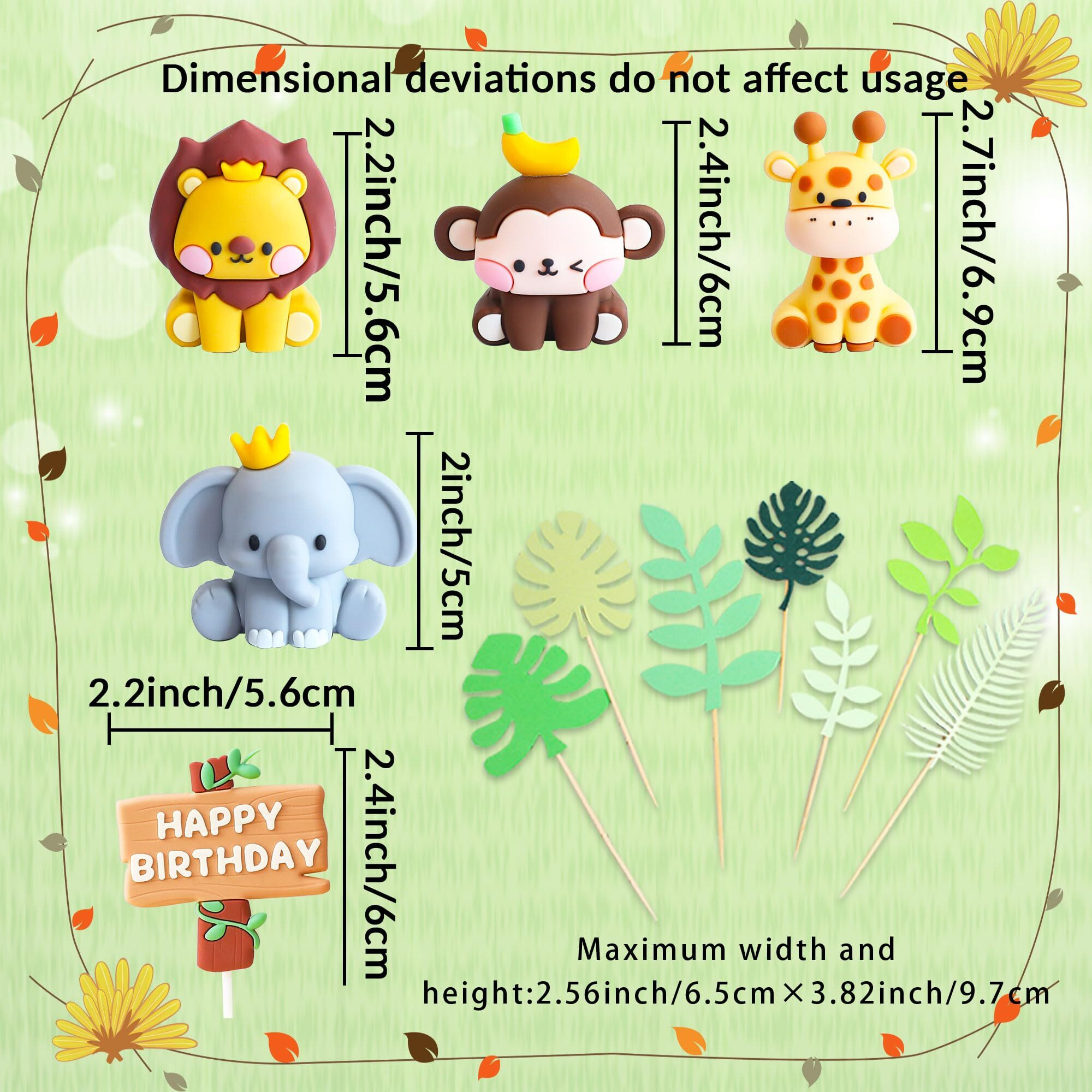 Jevenis Cute Jungle Animals Cake Decoration Wild One Cake Decoration Safari Cake Decoration Giraffe Elephant Lion Tiger Cake Jungle Animals Birthday Party Decoration