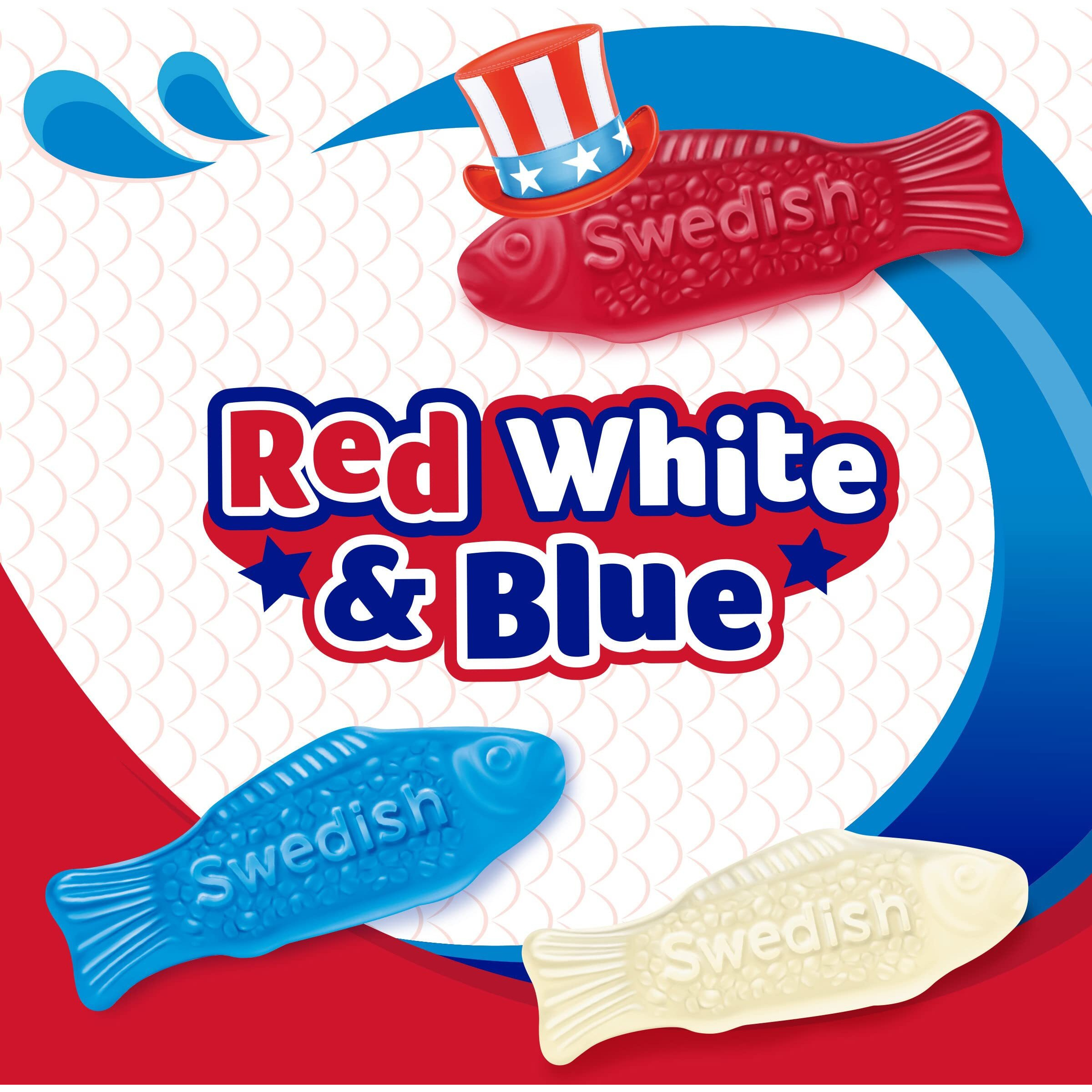 Swedish Fish Mini Red, White & Blue Soft & Chewy Candy, 1.8 Lb