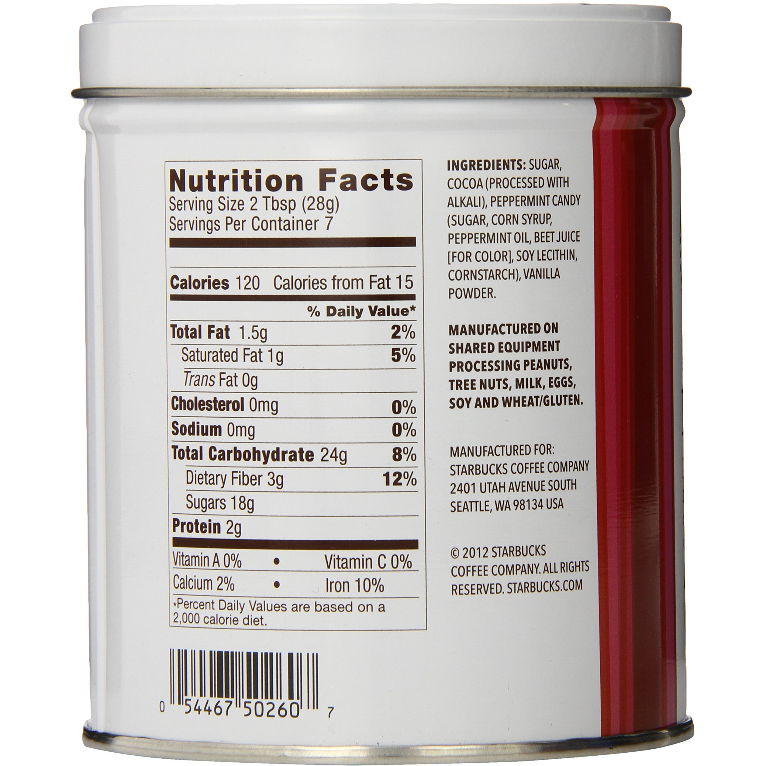 Starbucks Hot Cocoa, Peppermint, 7 Ounce