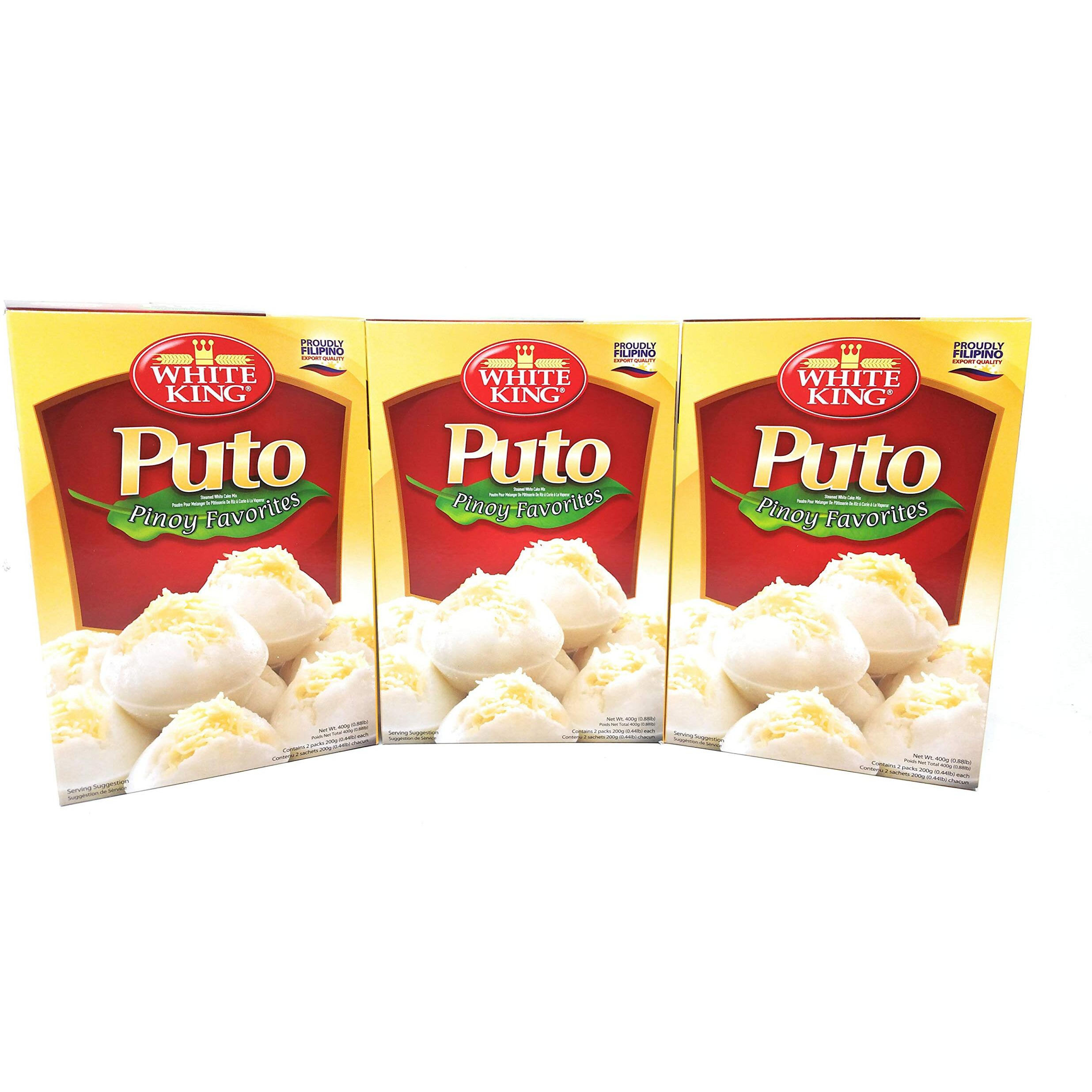 White King Puto Pinoy Favorites Cake Mix, Net Wt 400G (0.88Lb)Per Box, 3 Pack