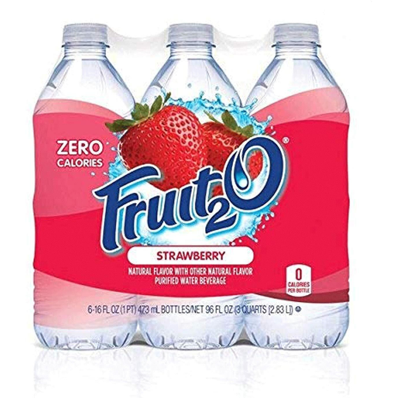Fruit2O Zero Calorie Flavored Water, Strawberry, 6 Count (Pack Of 4)