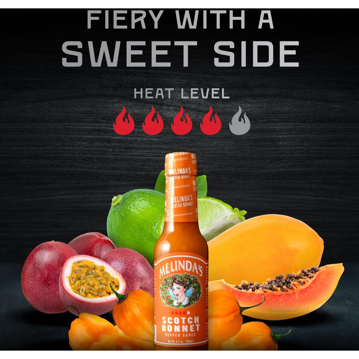 Melindas Scotch Bonnet Hot Sauce - Gourmet Scotch Bonnet Pepper Sauce - Made With Scotch Bonnet Peppers, Carrots, Papaya & Lime Juice - Keto, Kosher, Vegan, Gluten Free Hot Sauce - 5Oz, 4 Pack