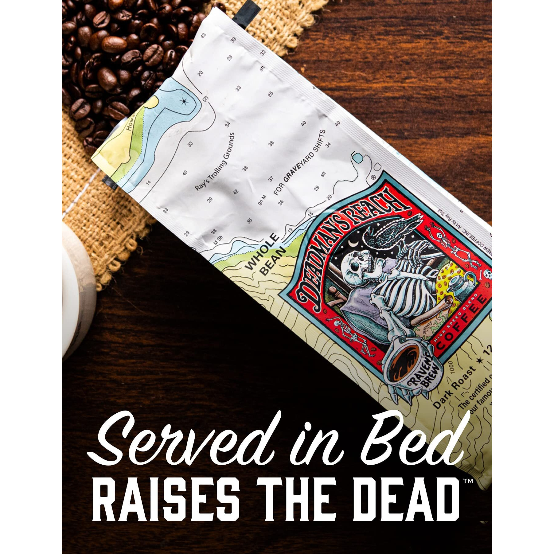 Raven's Brew Coffee High Caffeine Coffee Dark Roast Ground - Deadman's Reach 2-Pack Of 12Oz