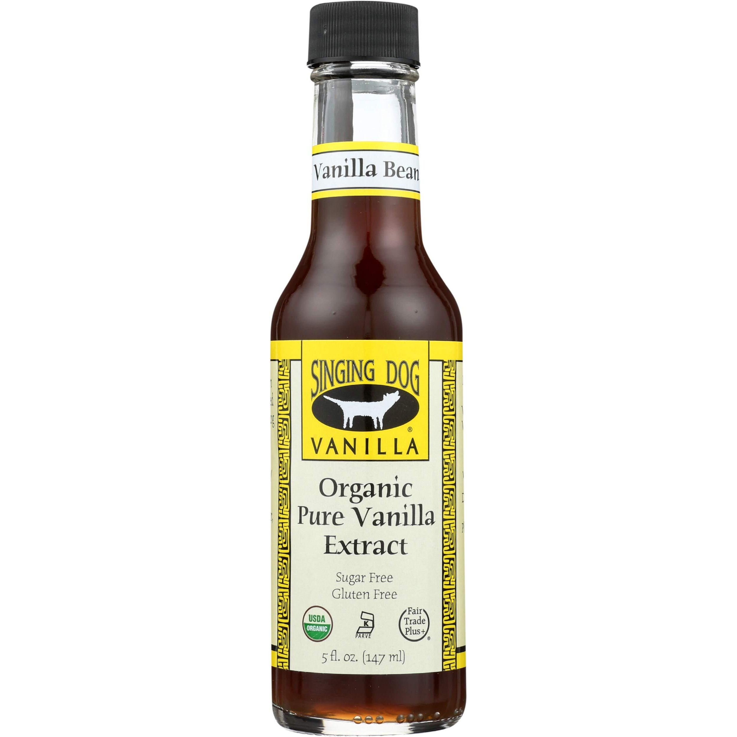 Singing Dog Vanilla, Organic Pure Vanilla Extract, 5 Fluid Ounce Bottle, Whole Vanilla Bean Inside