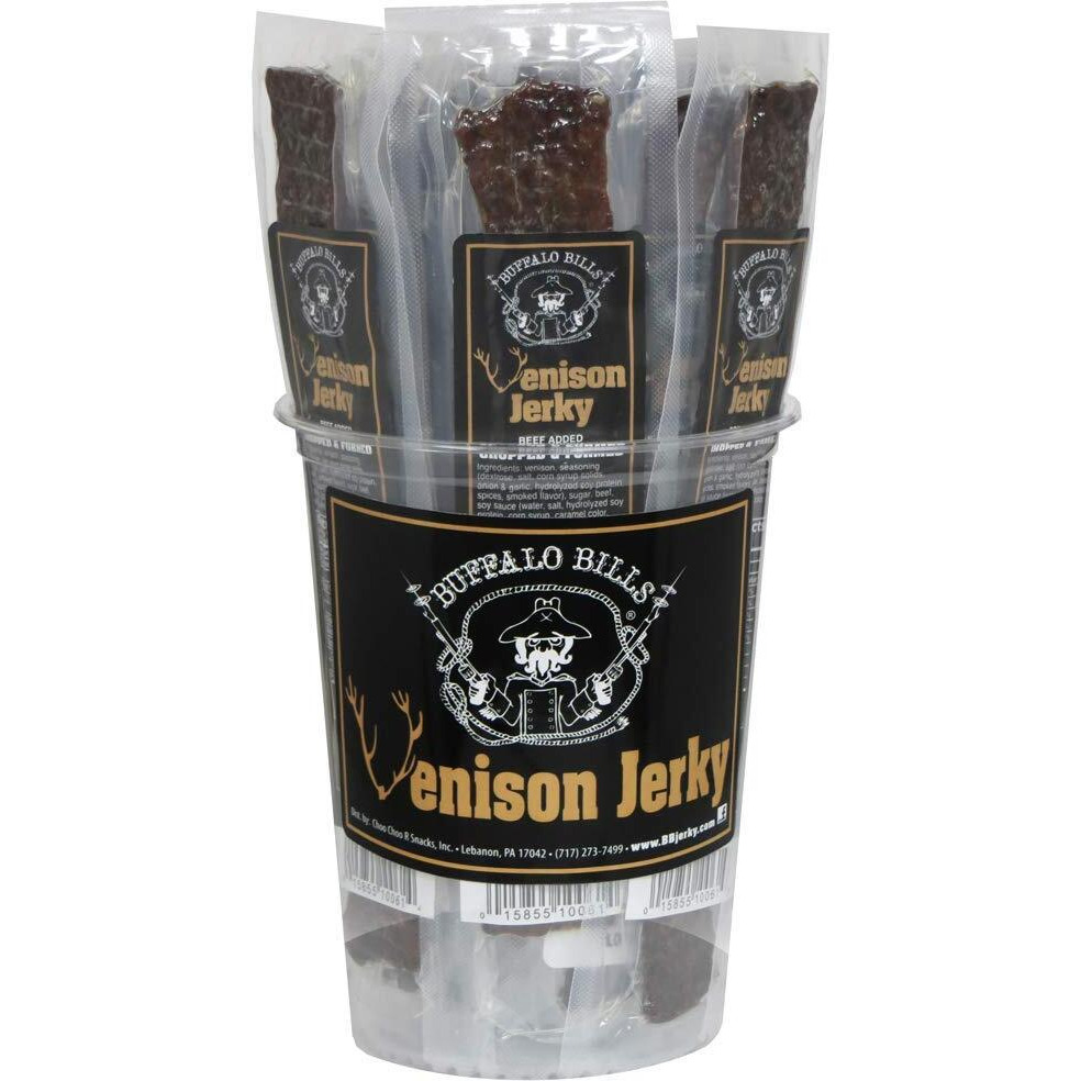 Buffalo Bills Individually Wrapped Venison Jerky 7"" Strips (25 Venison Jerky Strips Per Tub)