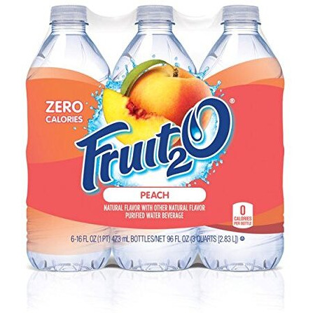 Fruit2O Zero Calorie Flavored Water, Peach, 6 Count (Pack Of 4)