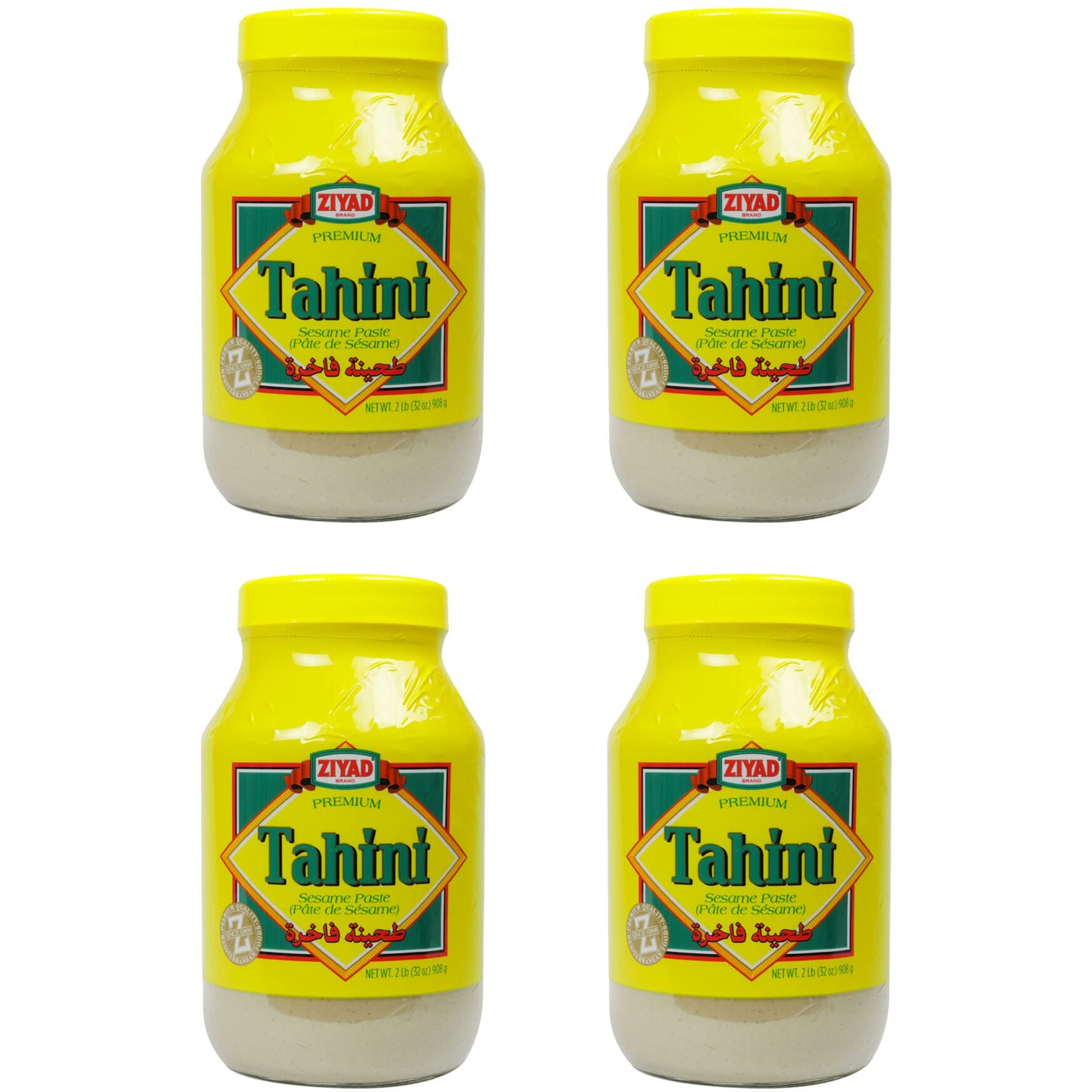 Ziyad Brand Tahini Sesame Paste, No Additives, No Preservatives, Perfect For Pita Bread, Meat, Vegetables And More 32Oz (Pack Of 4)