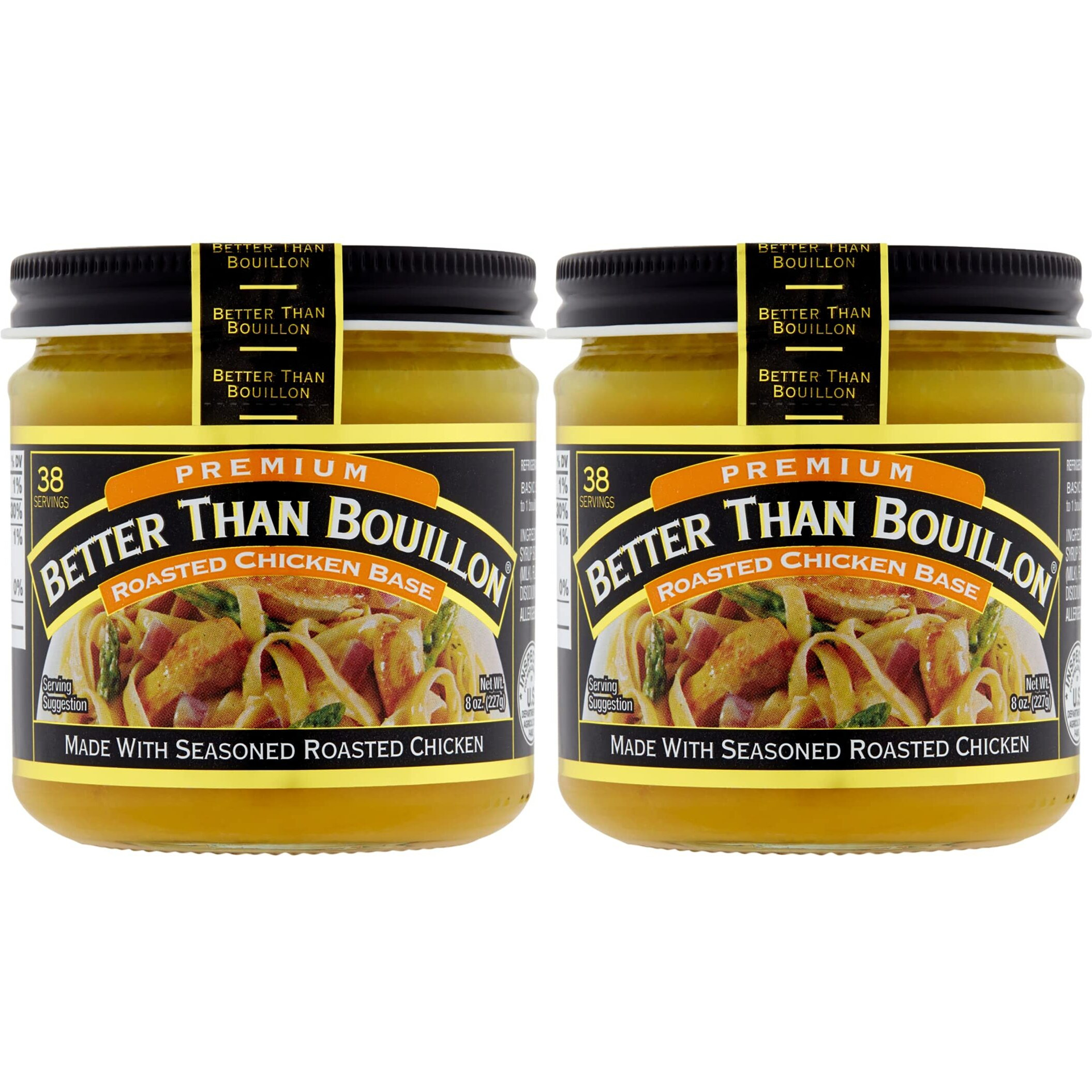 Better Than Bouillon Premium Roasted Chicken Base, Made With Seasoned Roasted Chicken, 38 Servings, Blendable Base For Added Flavor 8.00 Ounce (Pack Of 2)