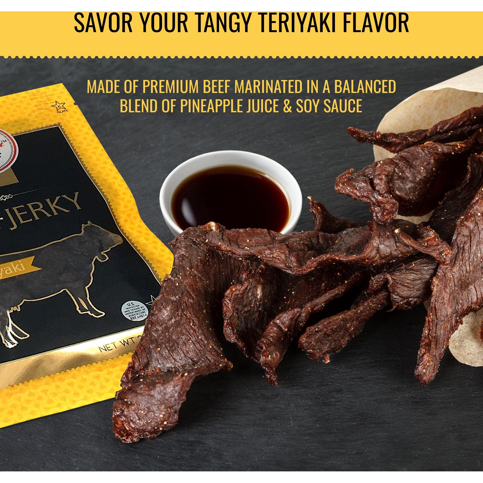 Aufschnitt Grass Fed Beef Jerky - Low Sodium, Certified Kosher - Halal And Keto Friendly - 12 Pack, Teriyaki