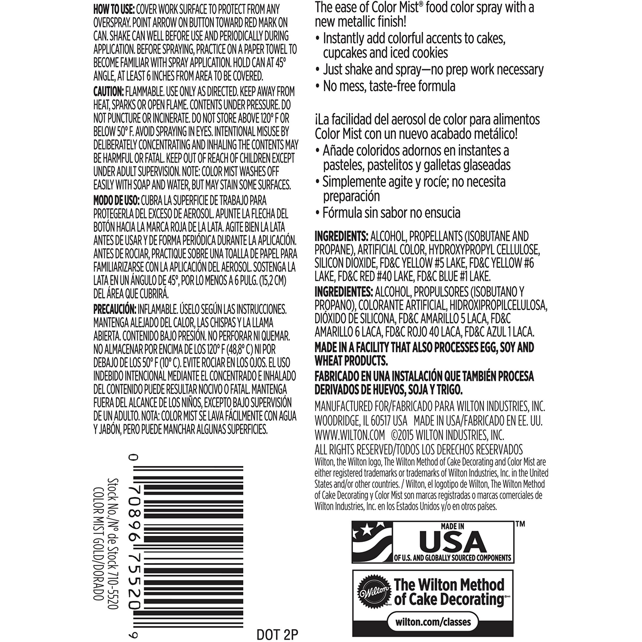 Wilton Gold Color Mist Shimmering Food Color Spray, Multipack Of 6