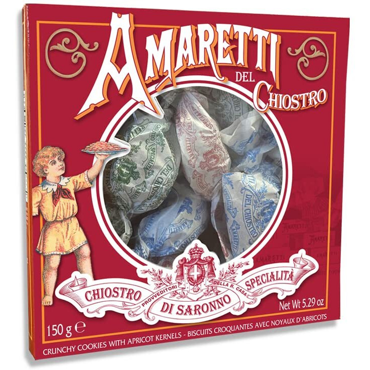 Amaretti Del Chiostro, Amaretti Di Saronno Crunchy Italian Cookies, 5.3 Ounce Window Box