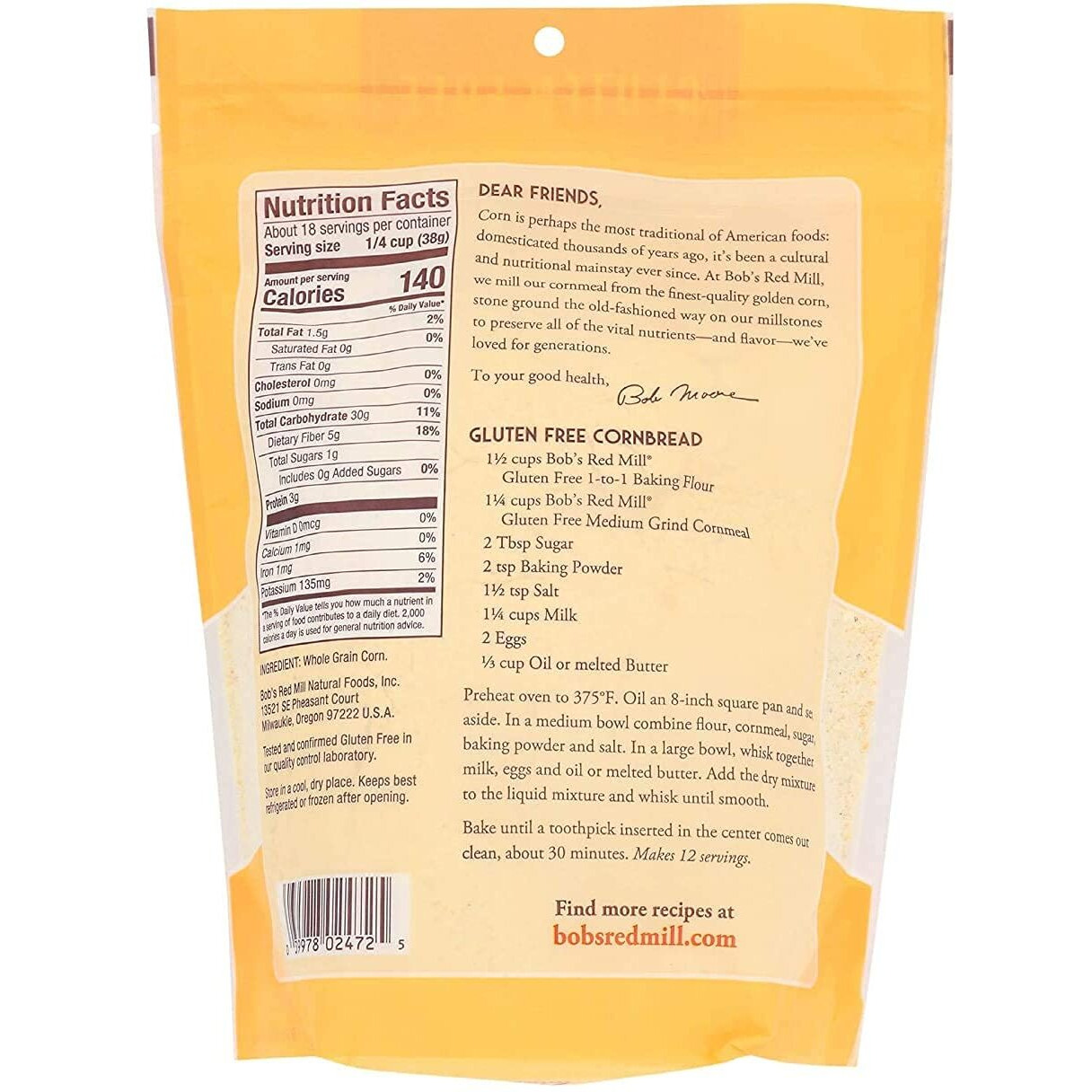 Bob's Red Mill, Corn Meal, Gluten Free, 24 Ounce (Case Of 3)